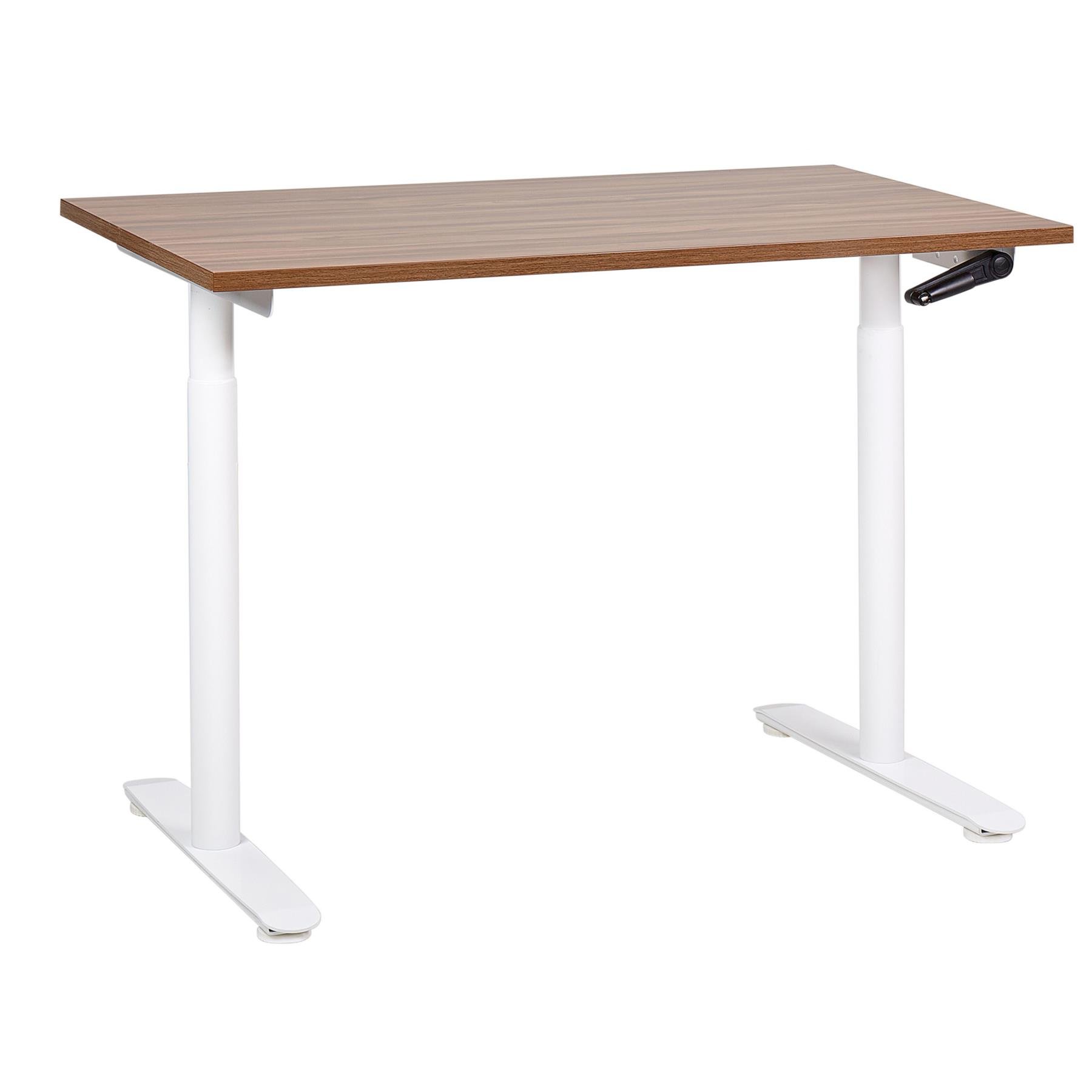Beliani-DESTINAS-Verstelbaar bureau-Donkerbruin|Wit-120 x 72 cm-MDF