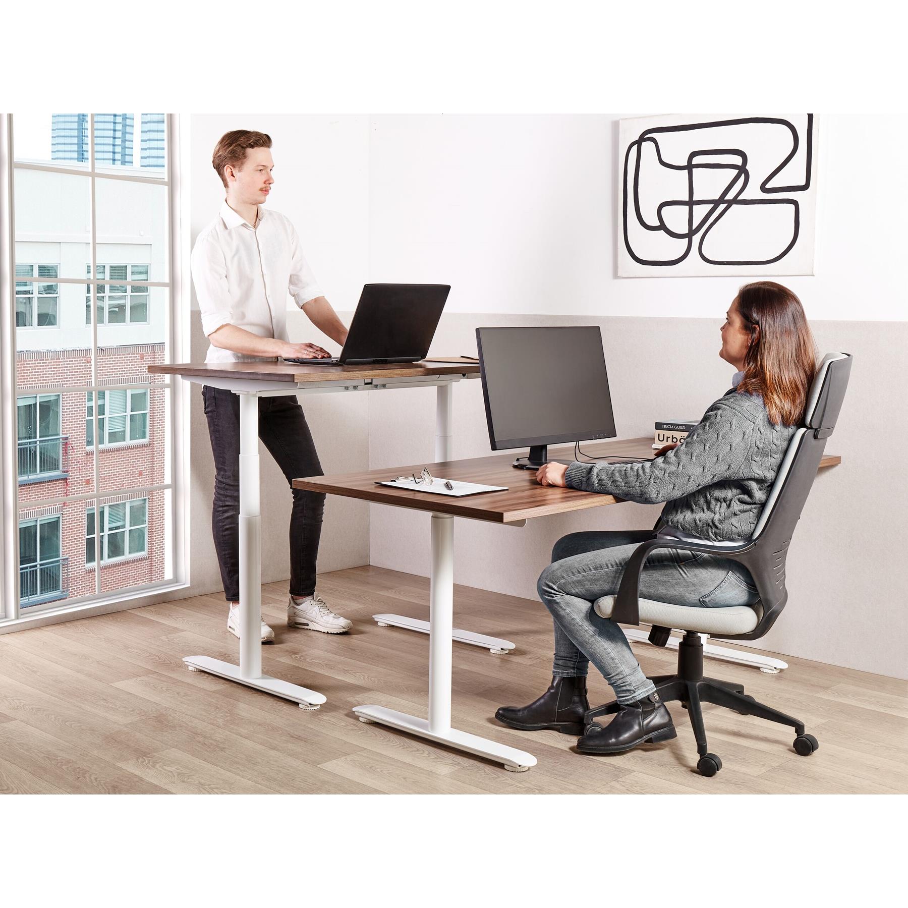 Beliani-DESTINAS-Verstelbaar bureau-Donkerbruin|Wit-120 x 72 cm-MDF
