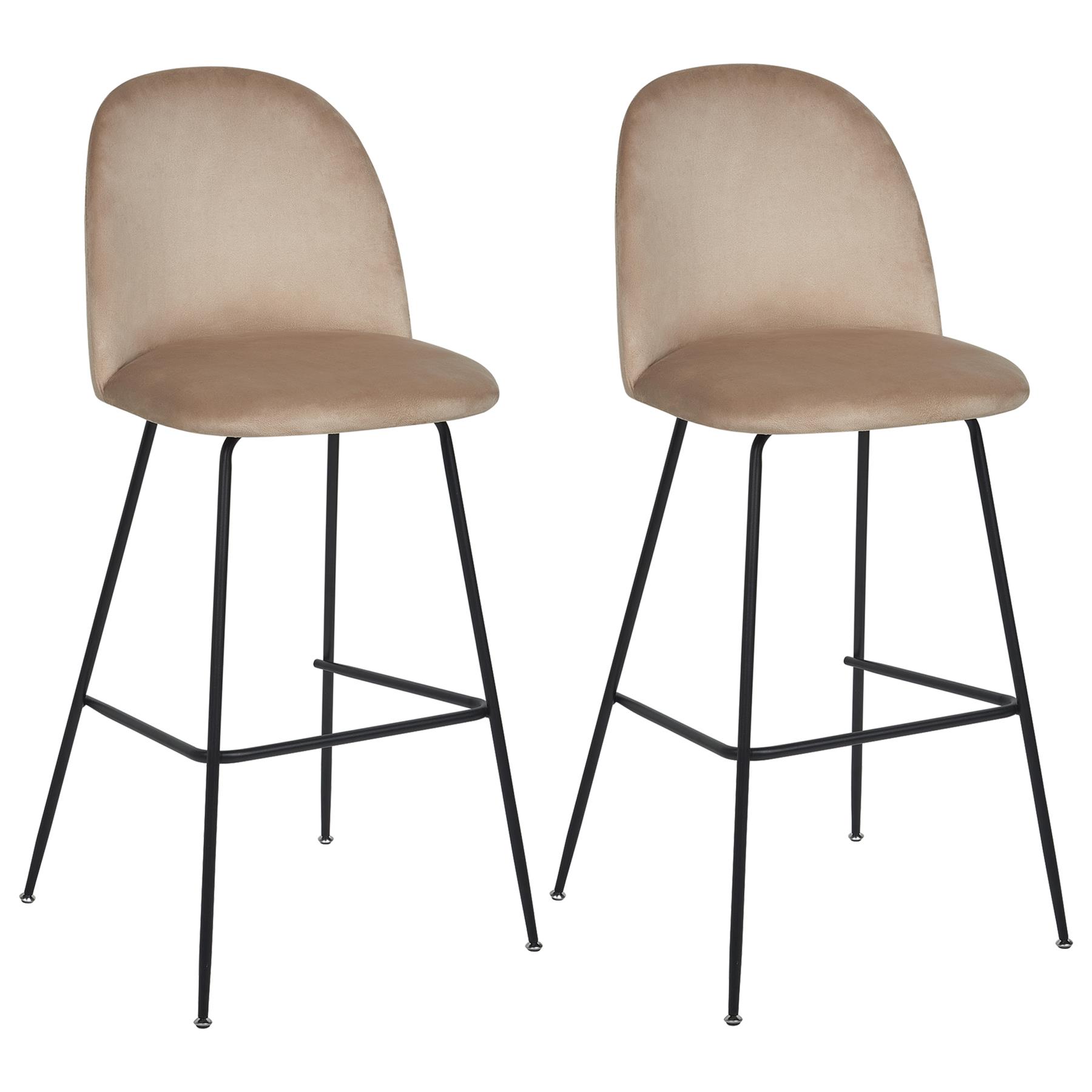 Beliani - ARCOLA - Barkruk set van 2 - Taupe - Fluweel