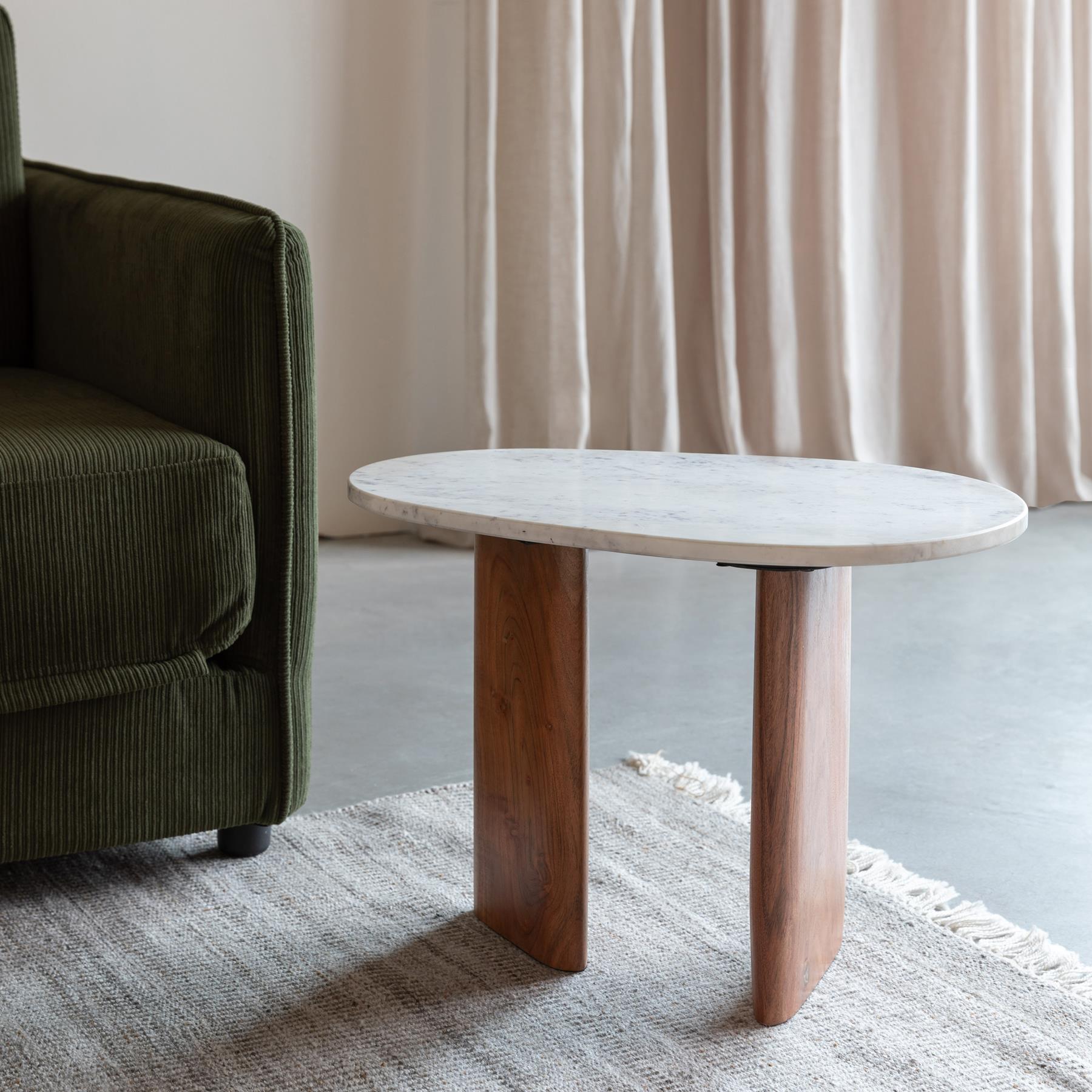 by fonQ Serenity Bijzettafel Marmer en Acaciahout - Wit