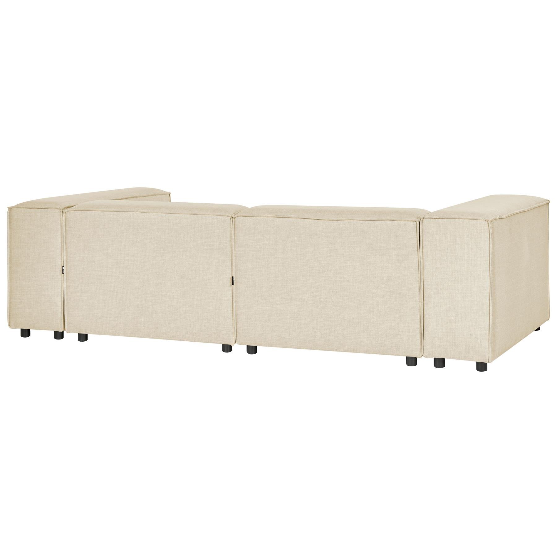 Beliani-APRICA-Tweezitsbank met ottomaan-Beige-Linkerzijde-Linnen