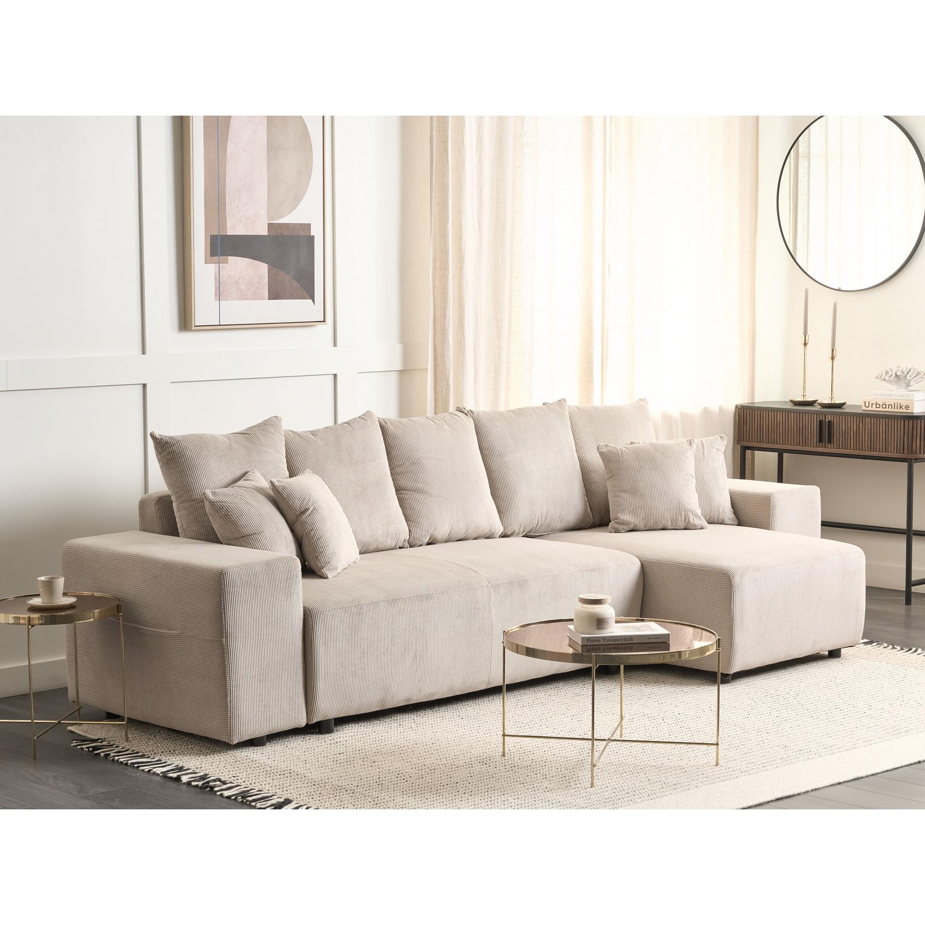 Beliani - LUSPA - Hoekbank - Taupe - Linkszijdig - Corduroy