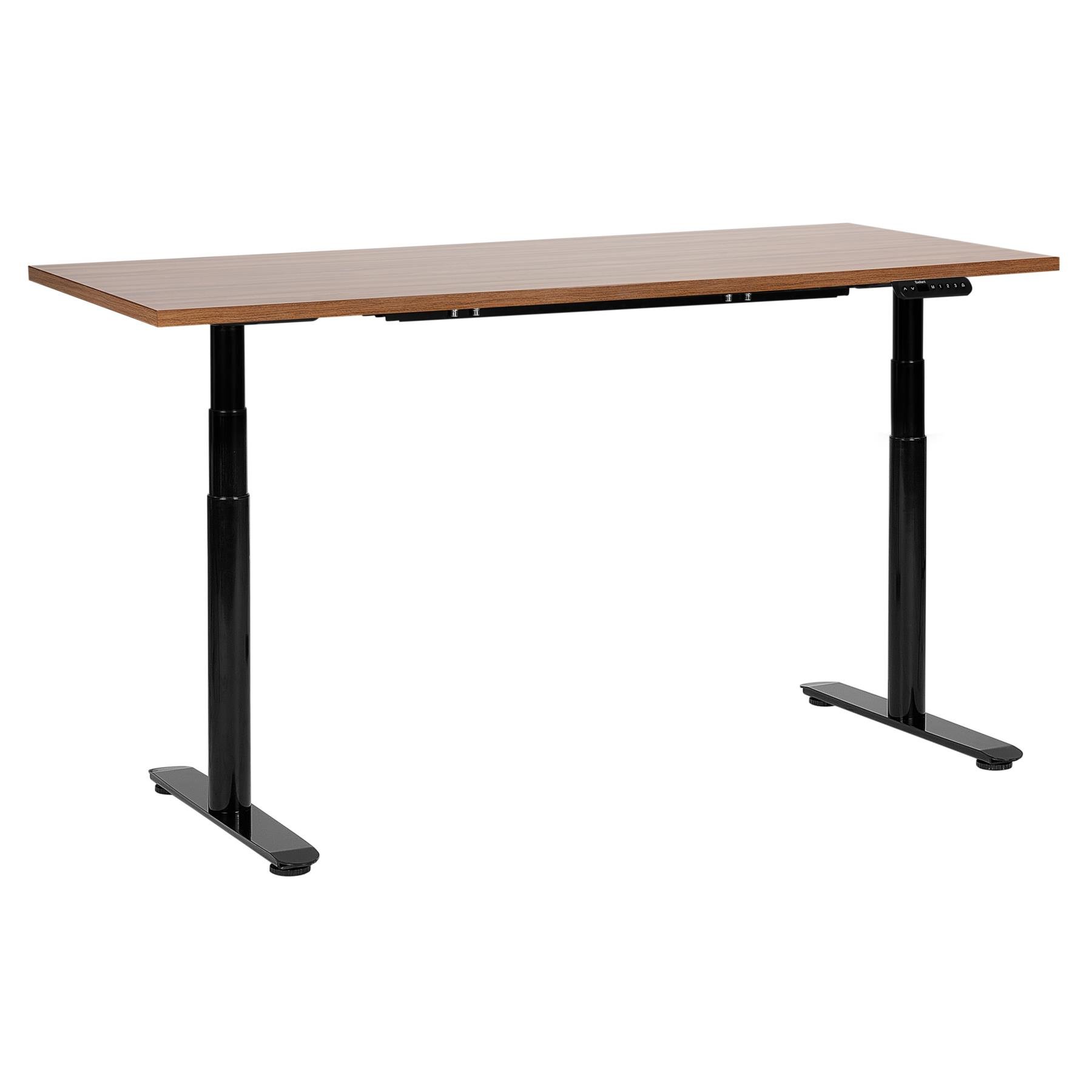 Beliani-DESTINAS-Elektrisch bureau-Donkerhout|Zwart-160 cm-MDF