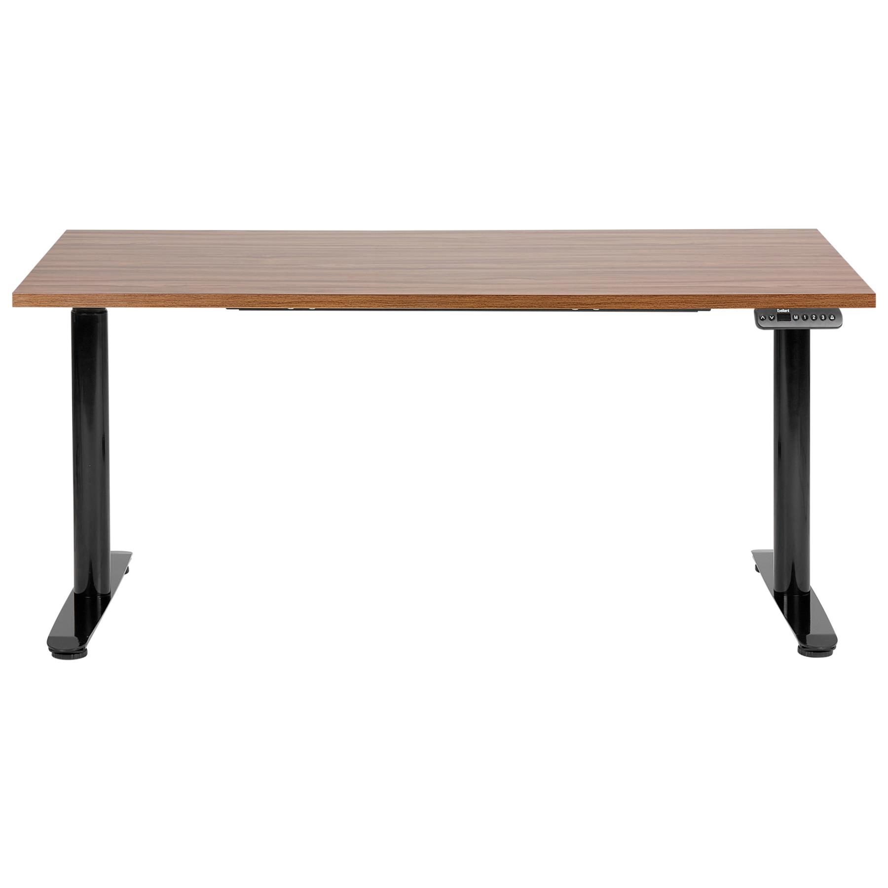Beliani-DESTINAS-Elektrisch bureau-Donkerhout|Zwart-160 cm-MDF