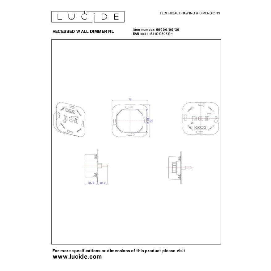 Lucide RECESSED WALL DIMMER NL Dimmer - Zwart