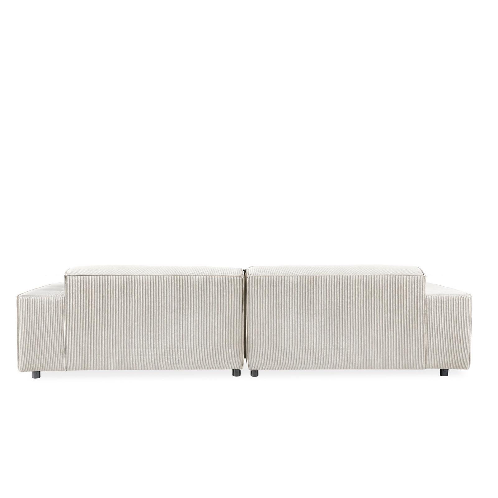 by fonQ Chunky Hoekbank met Chaise Longue Rechts - Rib - Latte
