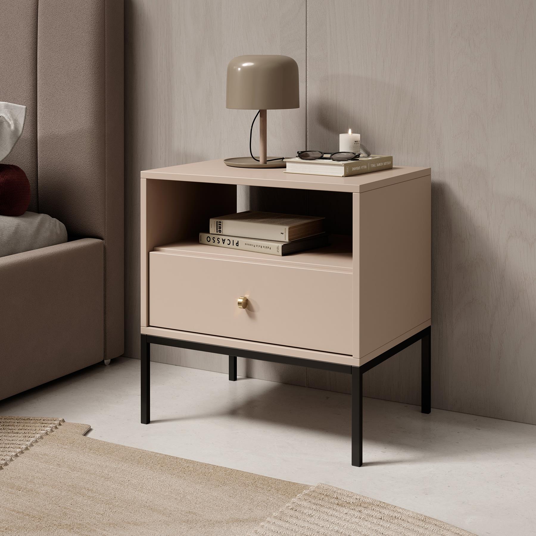 Meubella Nachtkastje Moreno - Beige - 54 cm