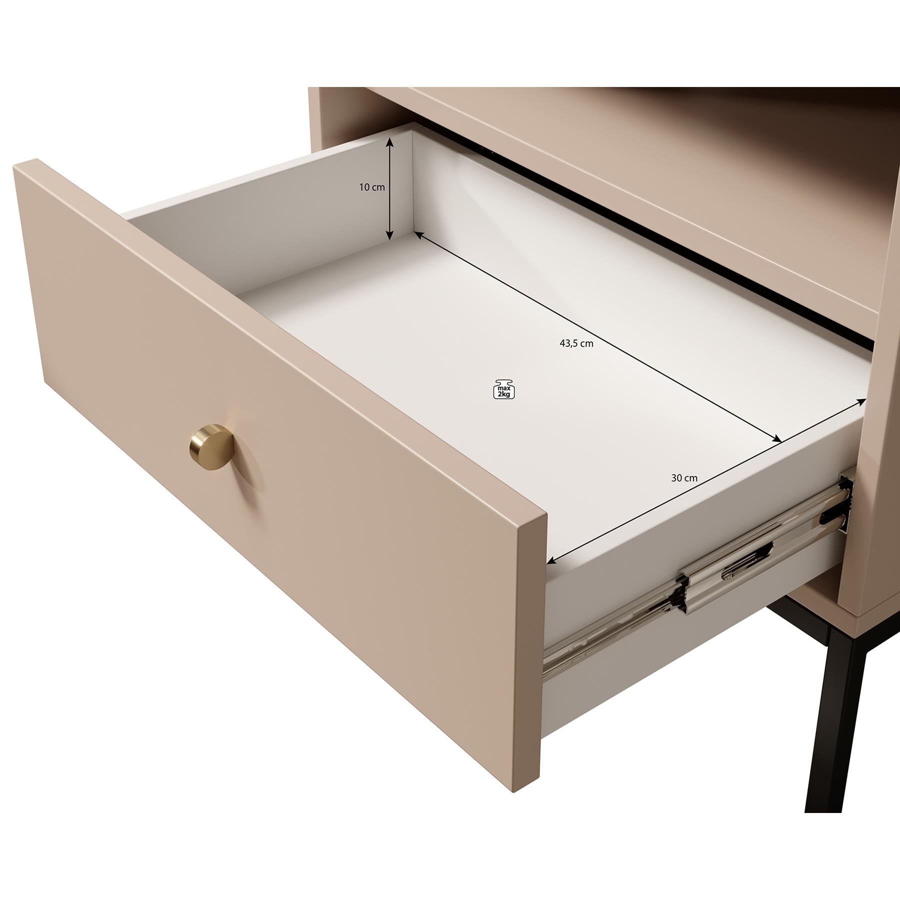 Meubella Nachtkastje Moreno - Beige - 54 cm