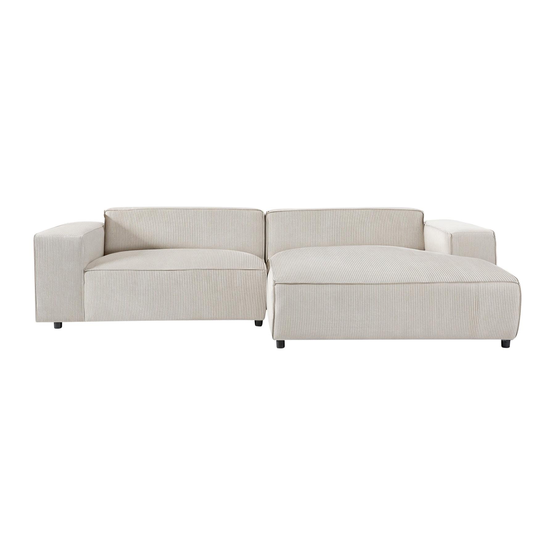 by fonQ Chunky Hoekbank met Chaise Longue Rechts - Latte - Rib