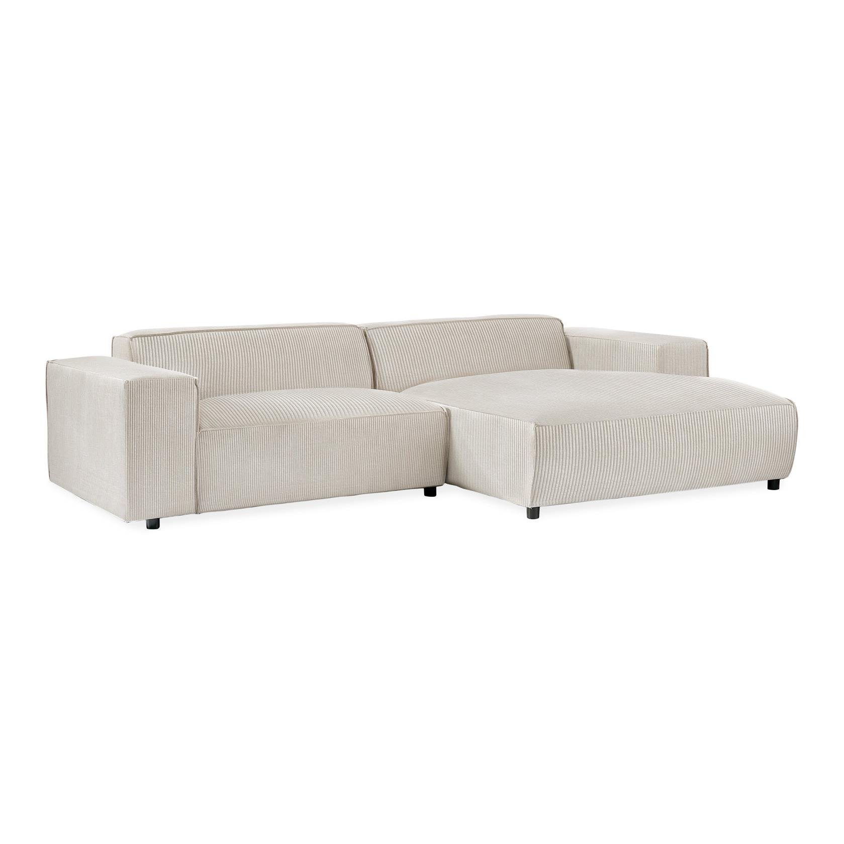 by fonQ Chunky Hoekbank met Chaise Longue Rechts - Latte - Rib