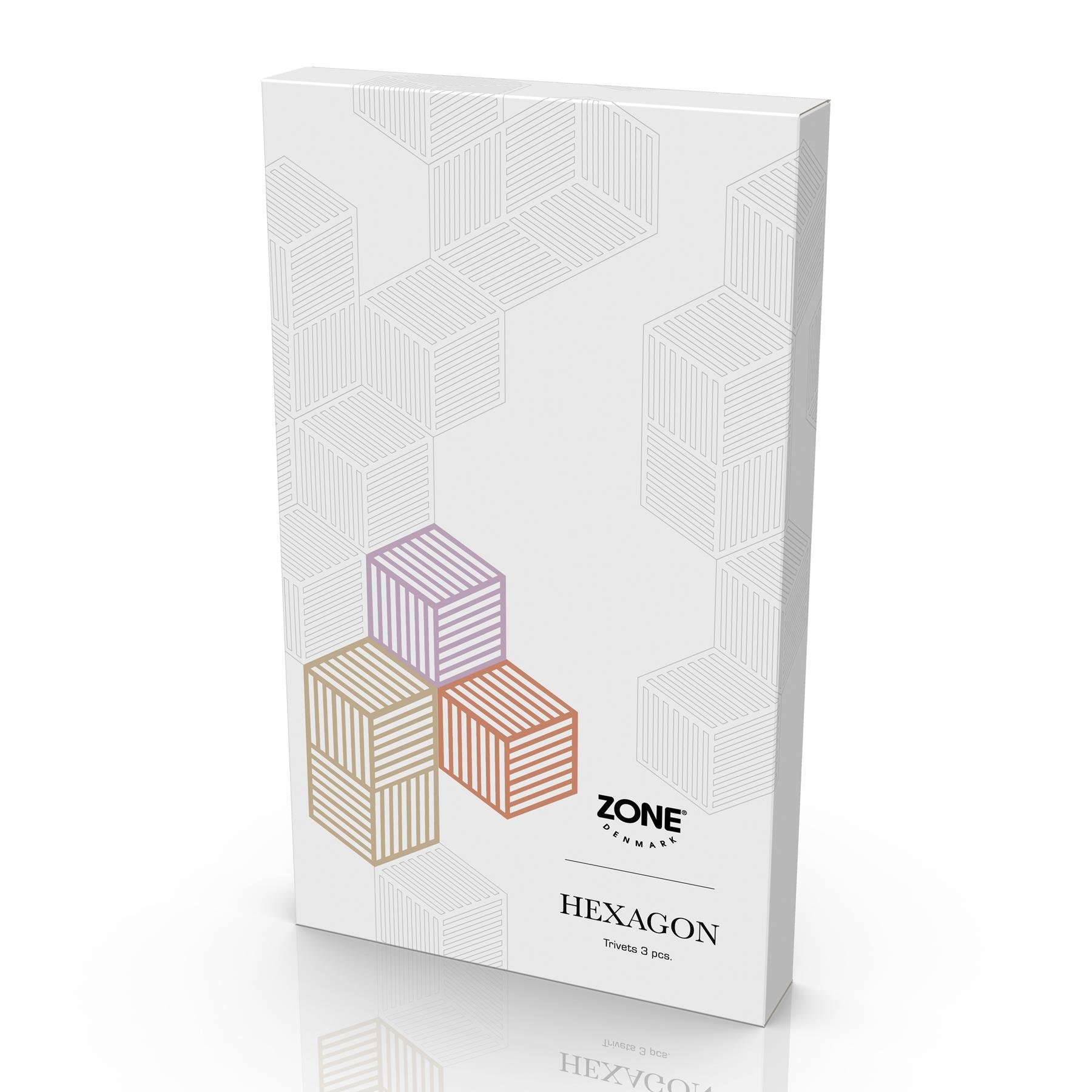 Zone Denmark Hexagon Onderzetter - Set van 3 - Lupine/Warm Sand/Light Terracotta