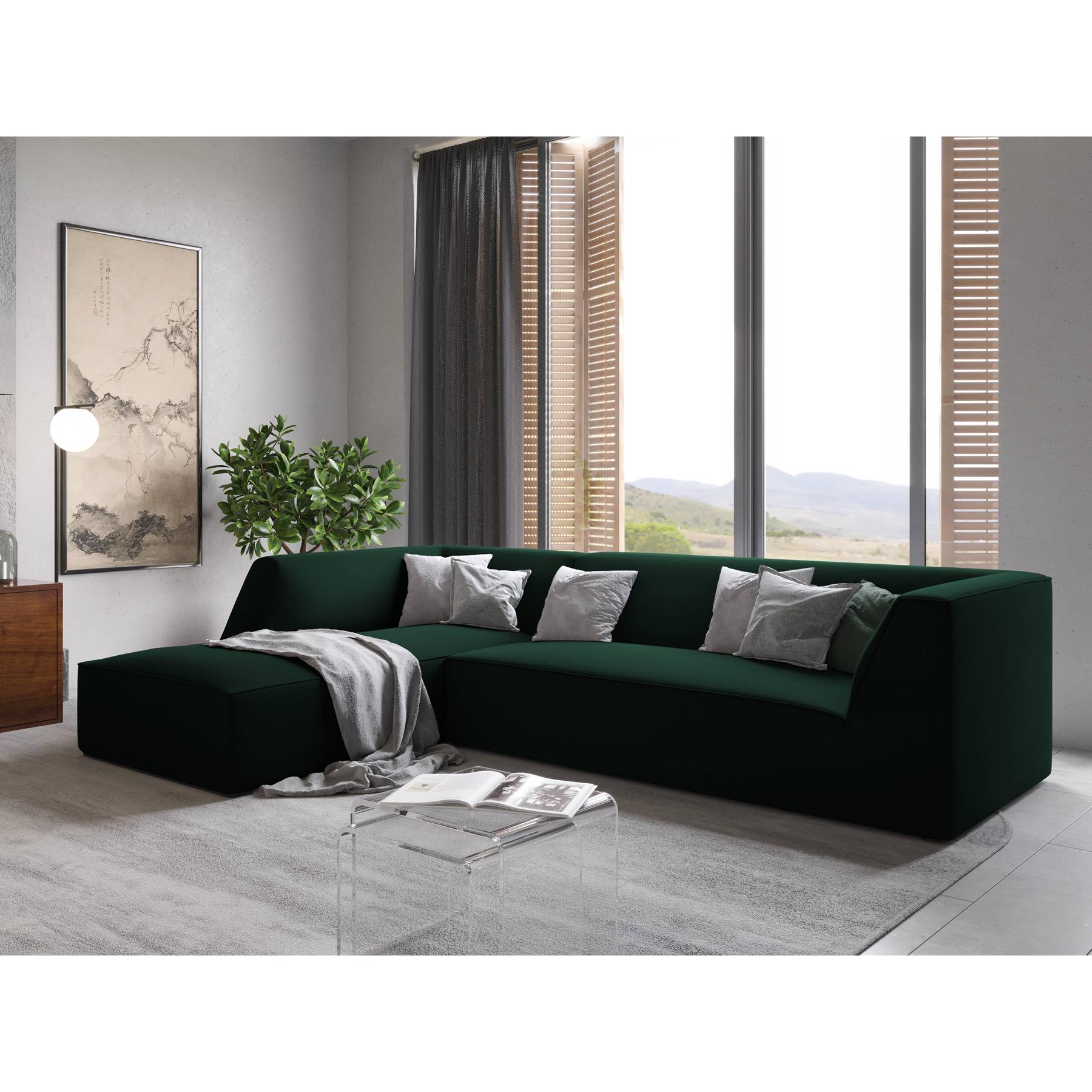 Windsor & Co Sao Hoekbank met Chaise Longue Links - 4-zits - Velvet - Flessengroen