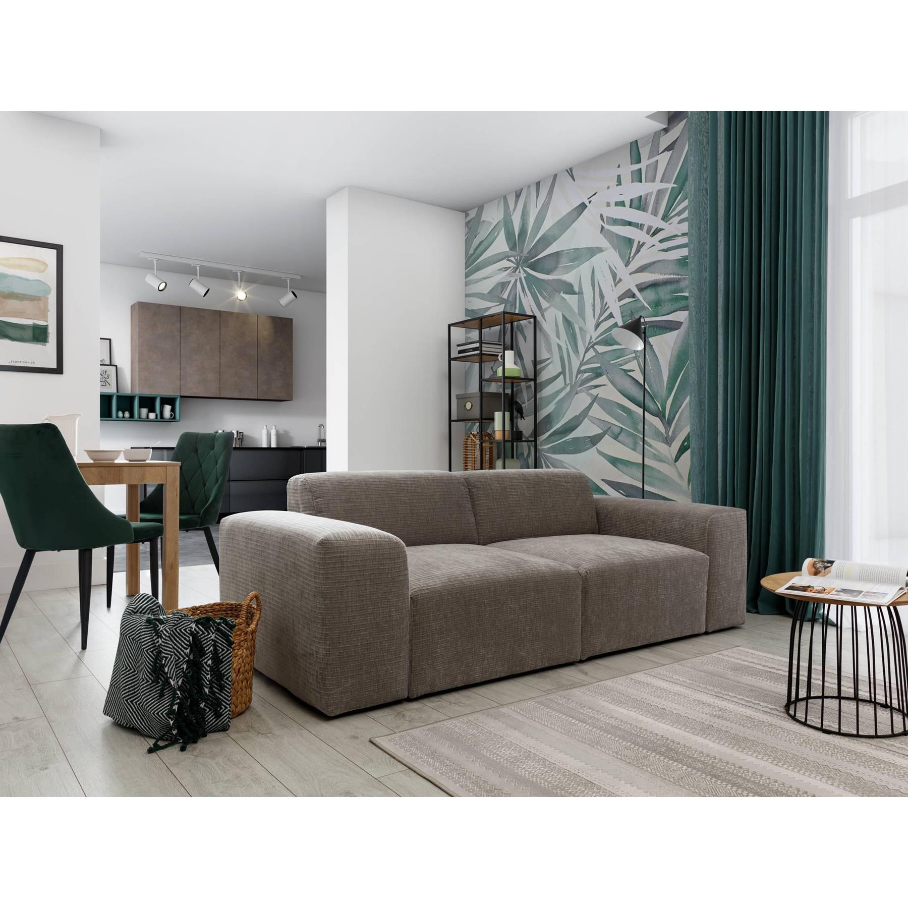 NADUVI Collection Nina 2-zitsbank - Ribstof - Lichtgrijs