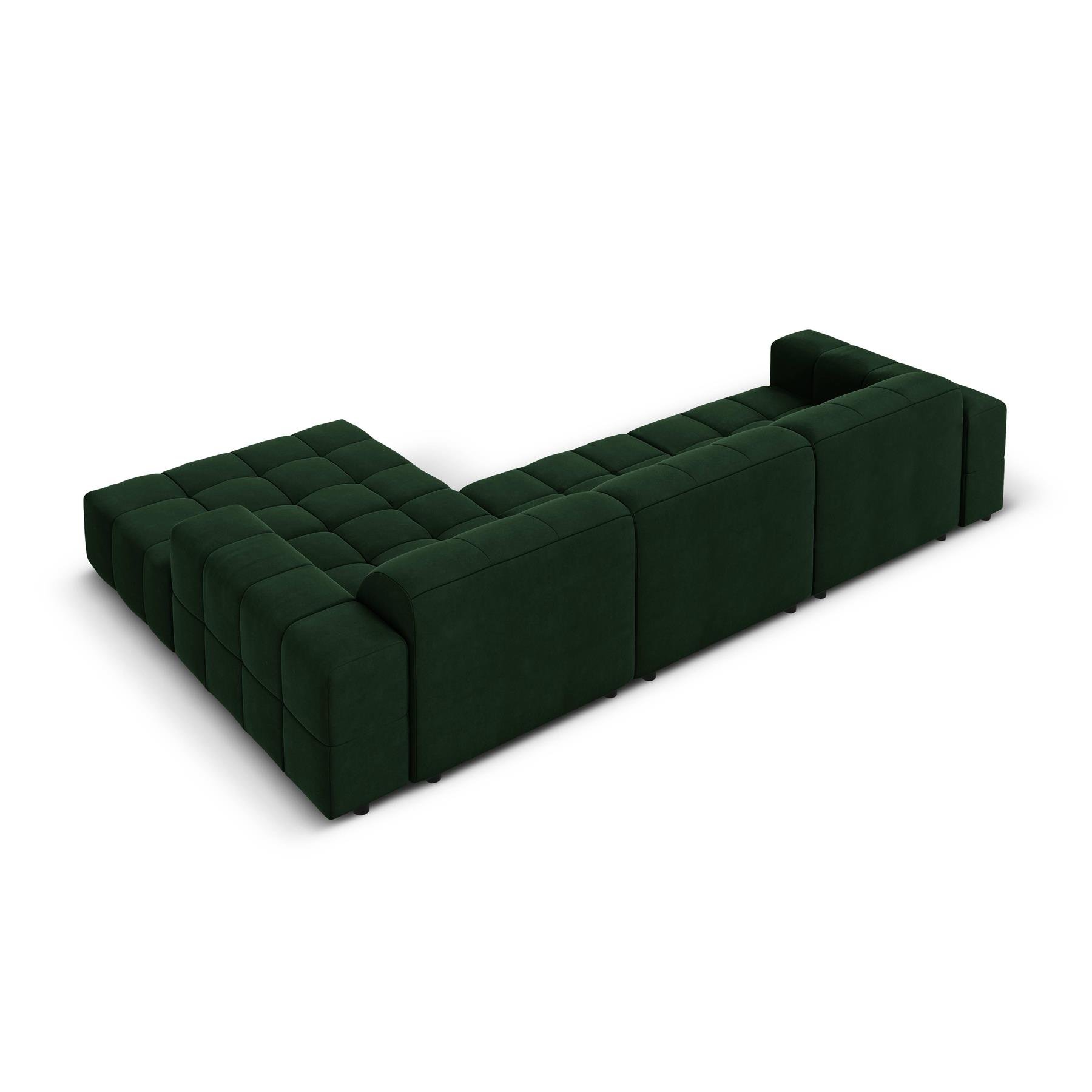 Cosmopolitan Design Chicago Hoekbank met Chaise Longue Rechts - Velvet - Flessengroen