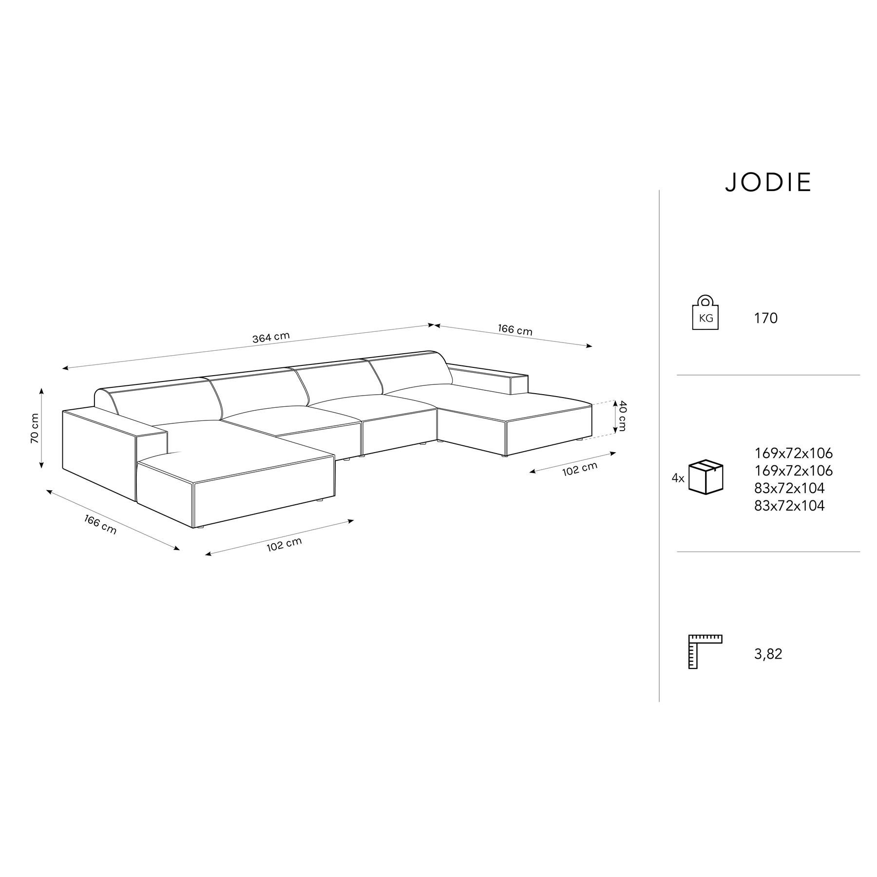Micadoni Jodie U-bank - Geweven - Lichtgrijs