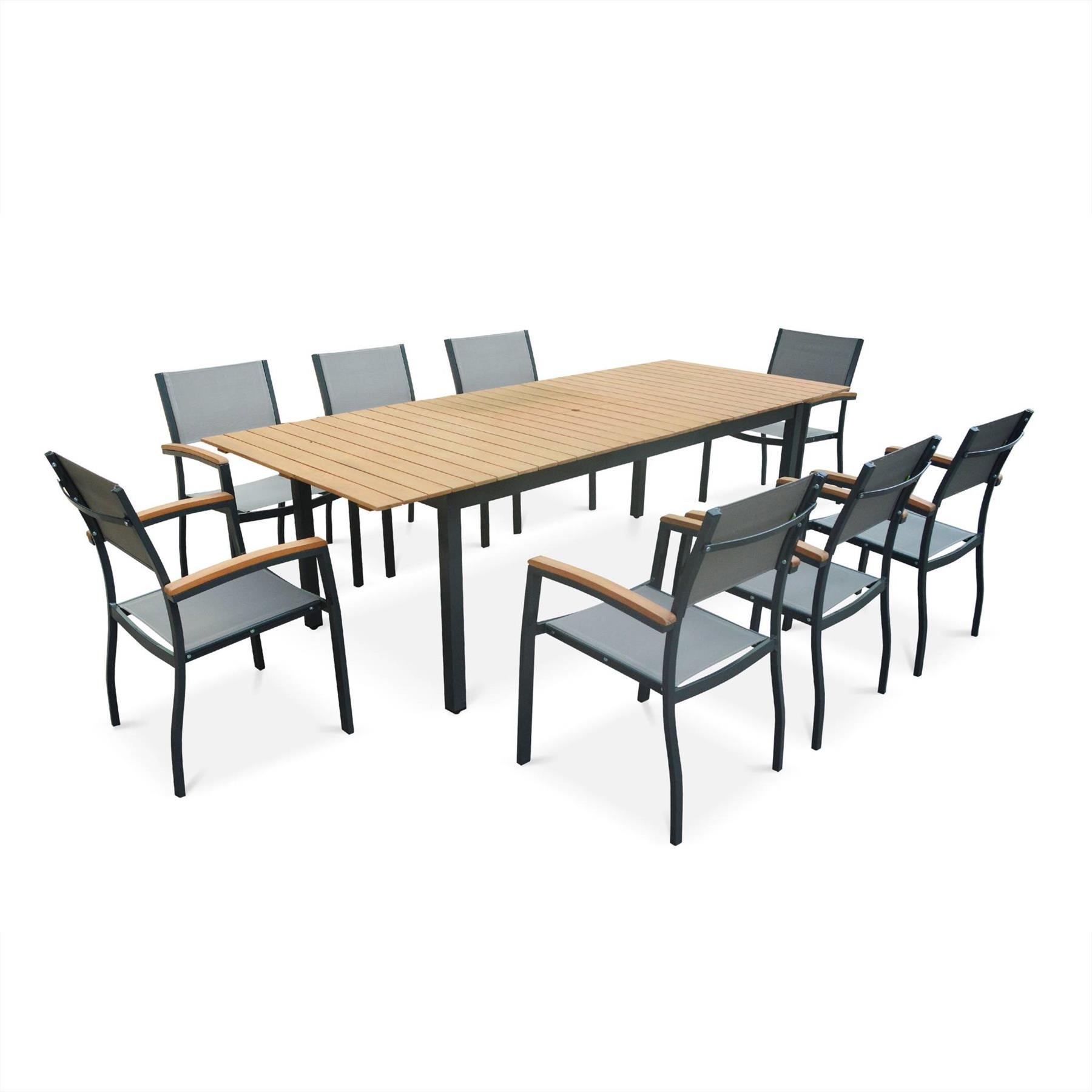 sweeek - Uitschuifbare tuintafel hout en aluminium
