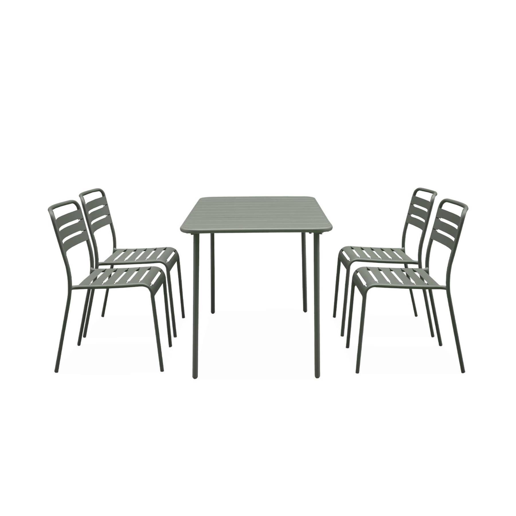 sweeek - Metalen tuintafel, 4 stoelen