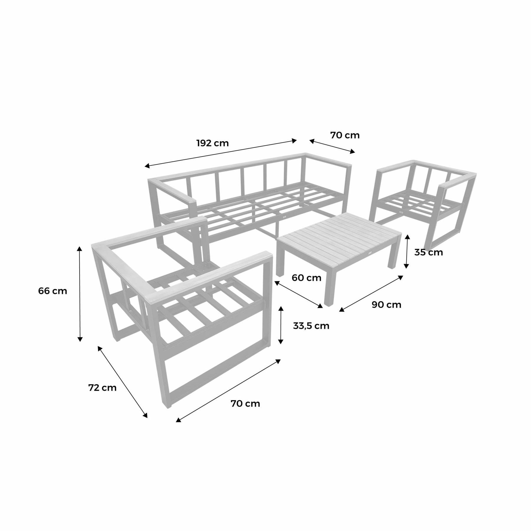 sweeek - Houten en aluminium loungeset voor 5 personen