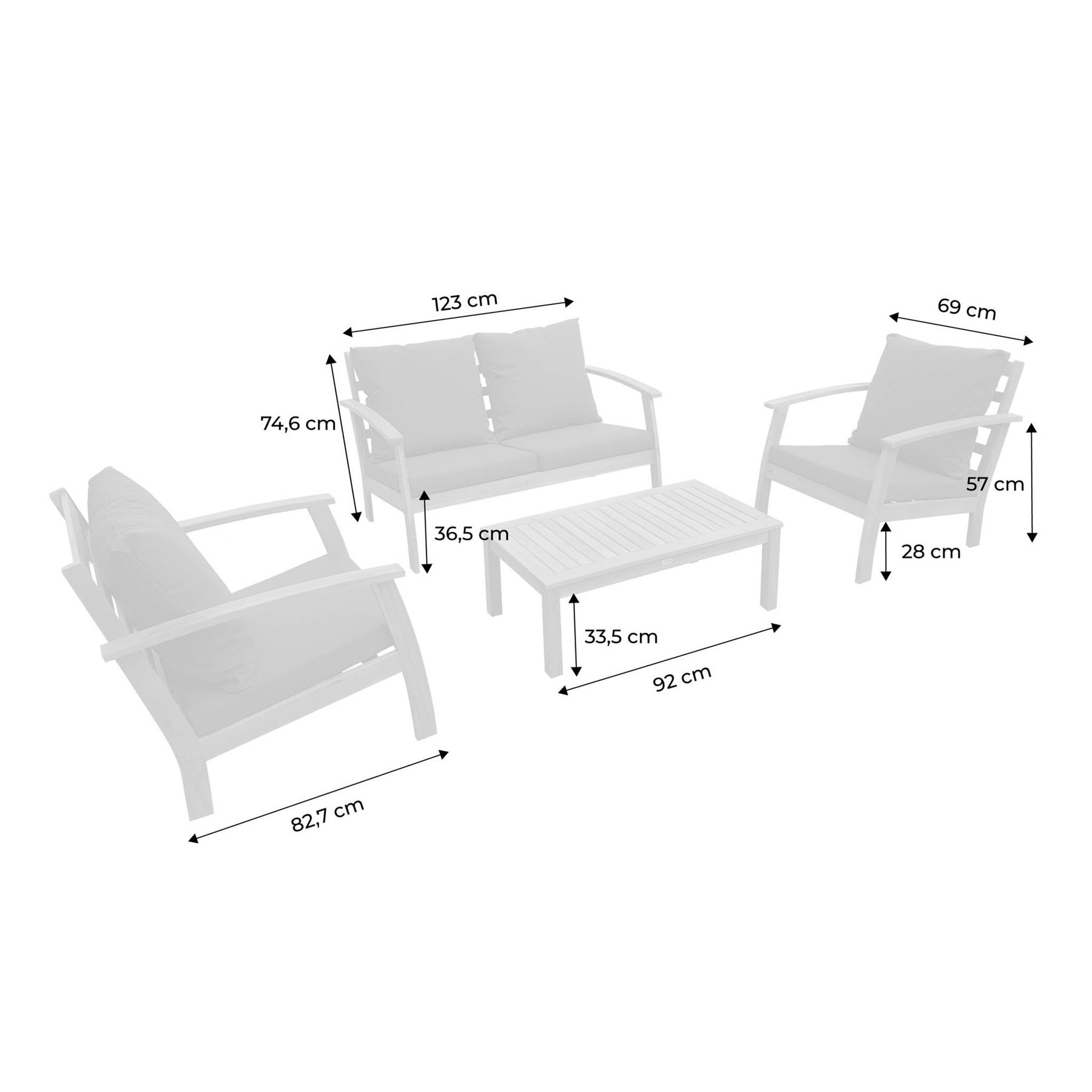 sweeek - Houten loungeset, 4 zitplaatsen