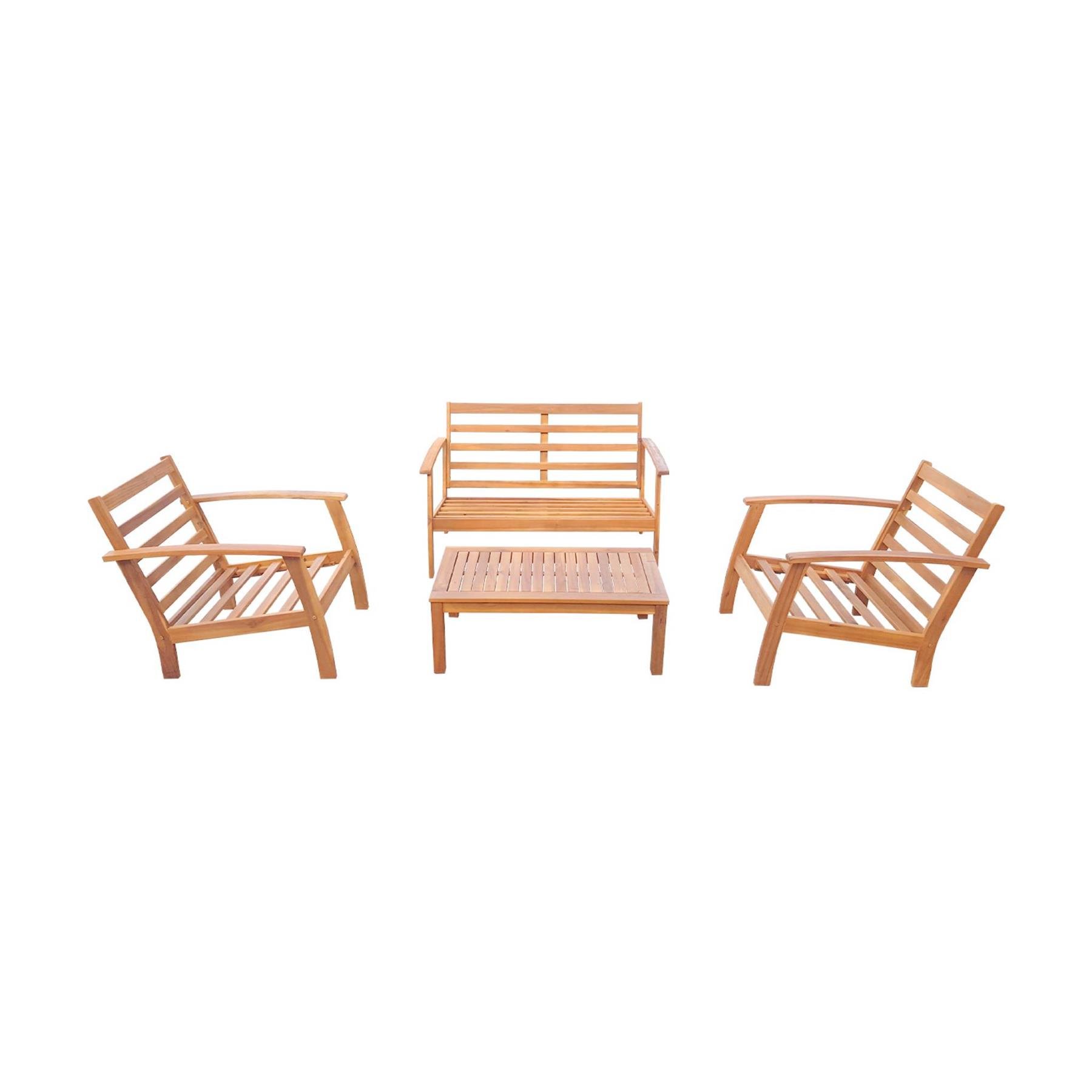 sweeek - Houten loungeset, 4 zitplaatsen