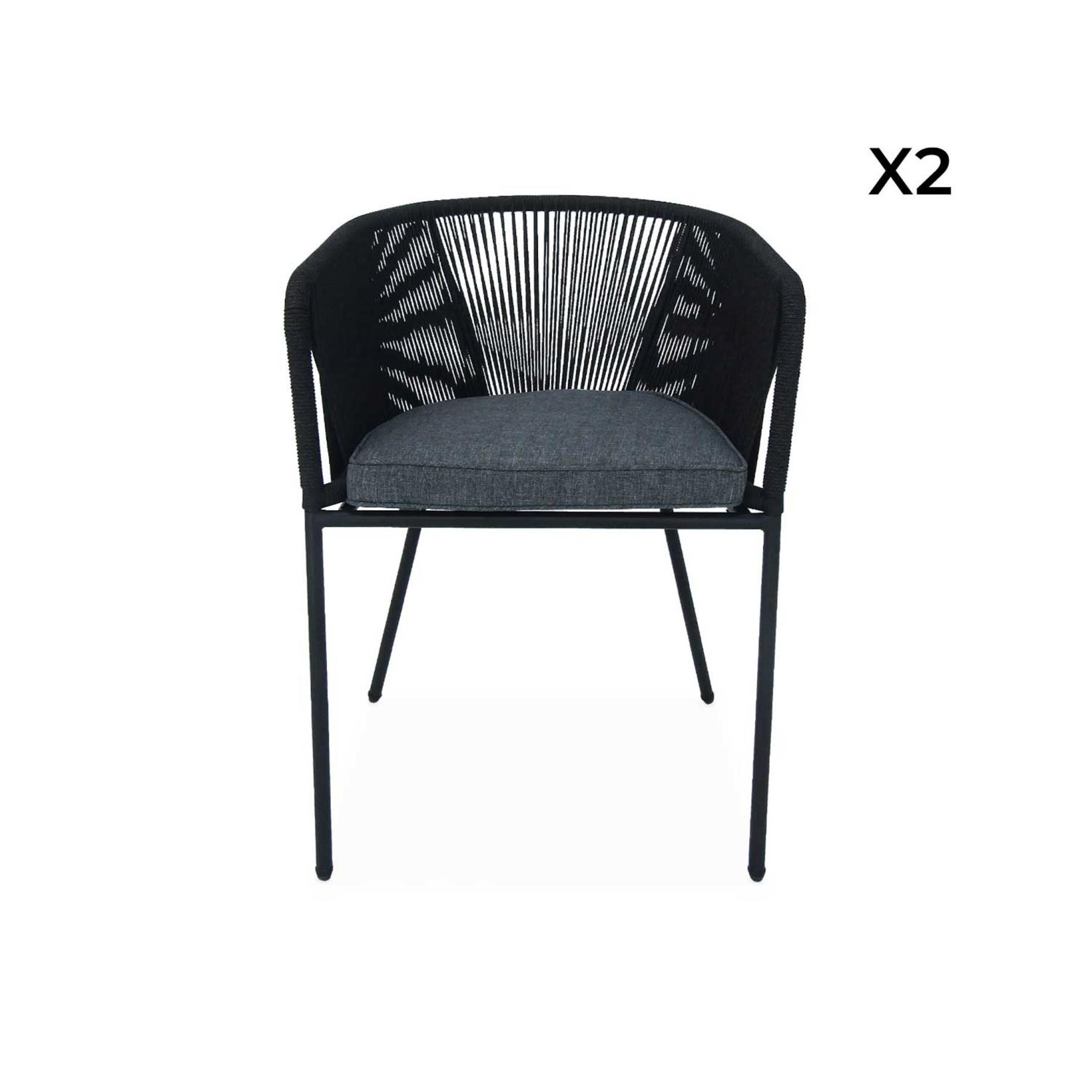 sweeek - Tuinstoel van touw en gegalvaniseerd staal (set van 2)