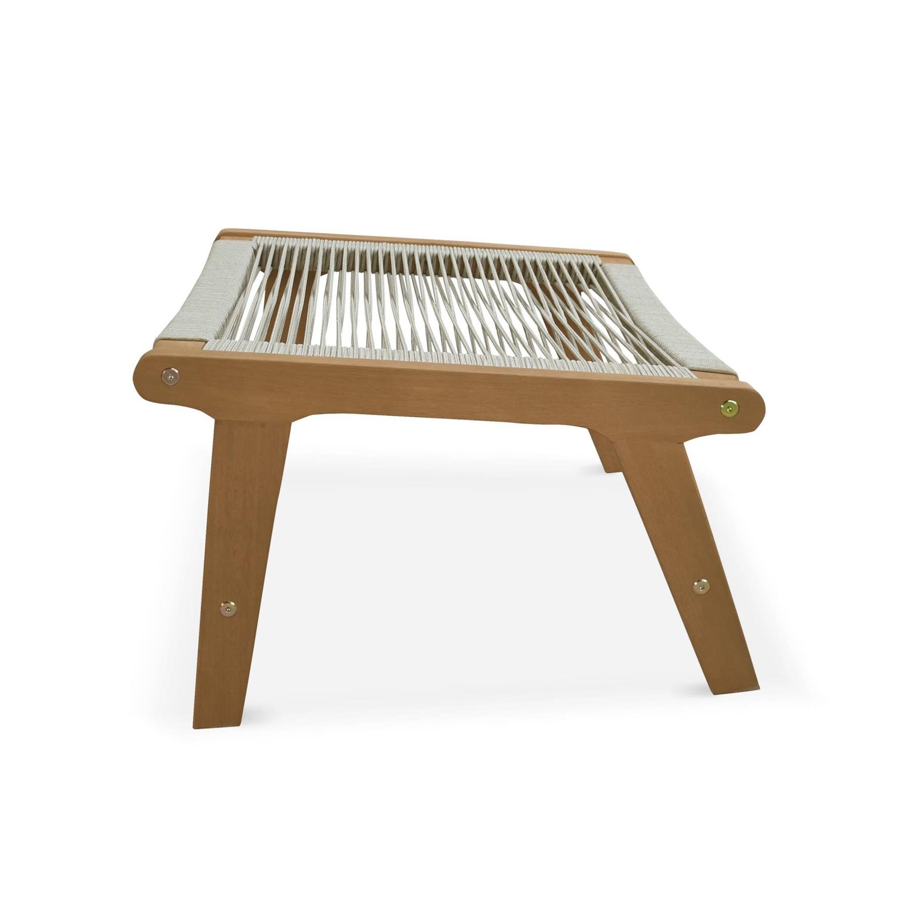 sweeek - Relaxfauteuil van hout en touw met voetensteun