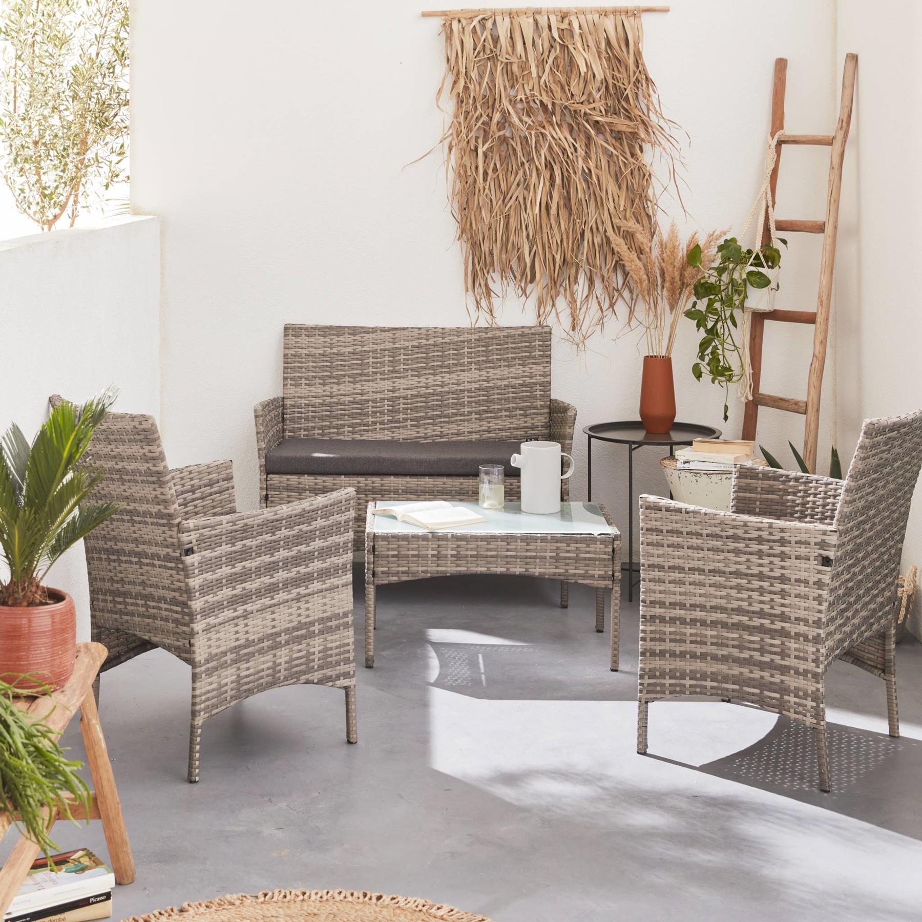 sweeek - Tuinmeubelset van wicker, 4-zits