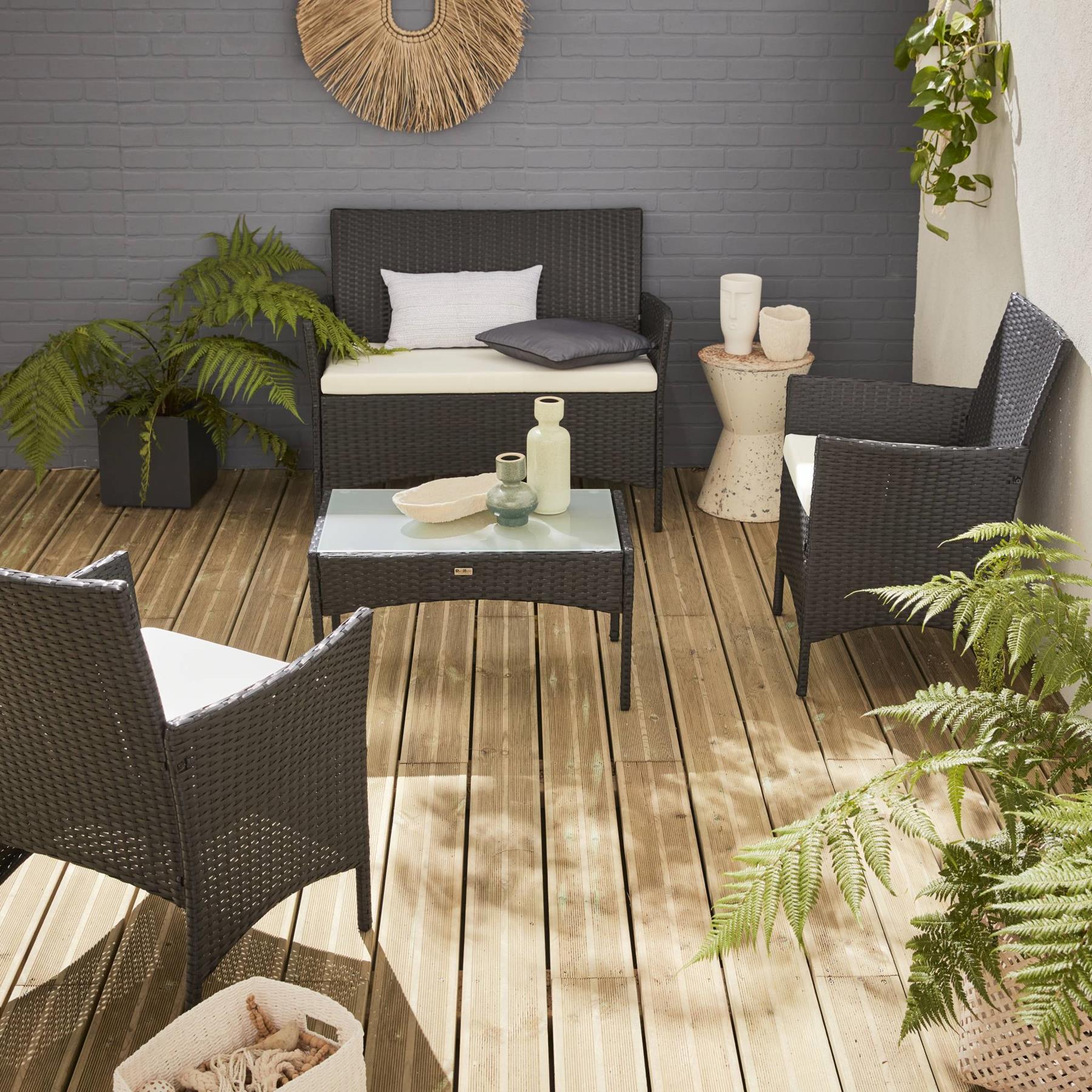 sweeek - Tuinmeubelset van wicker, 4-zits