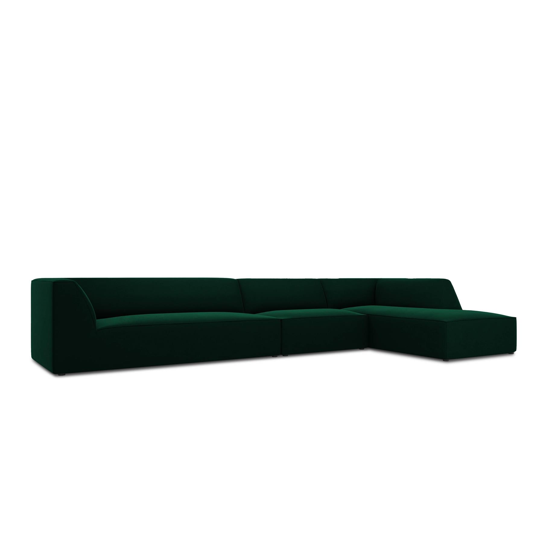 Windsor & Co Sao Hoekbank met Chaise Longue Rechts - 5-zits - Velvet - Flessengroen