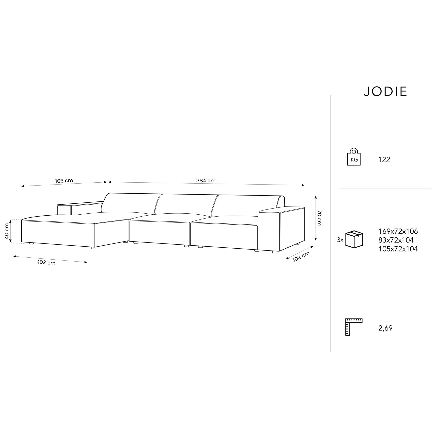 Micadoni Jodie Hoekbank Links 4-zits - Chenille - Donkerblauw