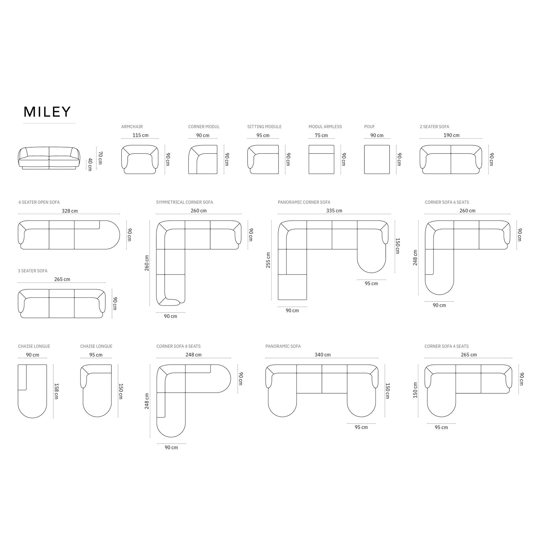 Micadoni Miley U-bank Hoek Links - Chenille - Crème