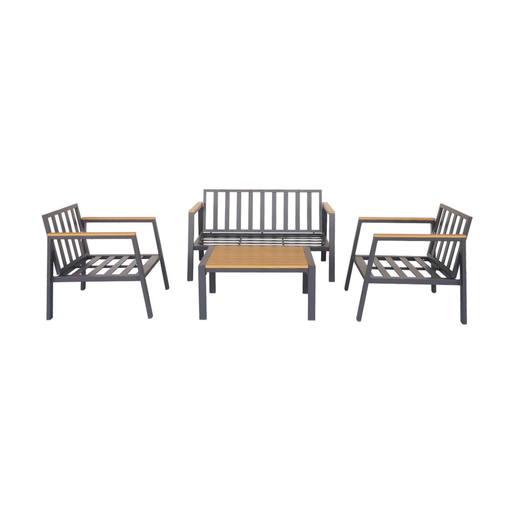 sweeek - Loungeset, 4-zits, 1 bank, 2 fauteuils, 1 salontafel