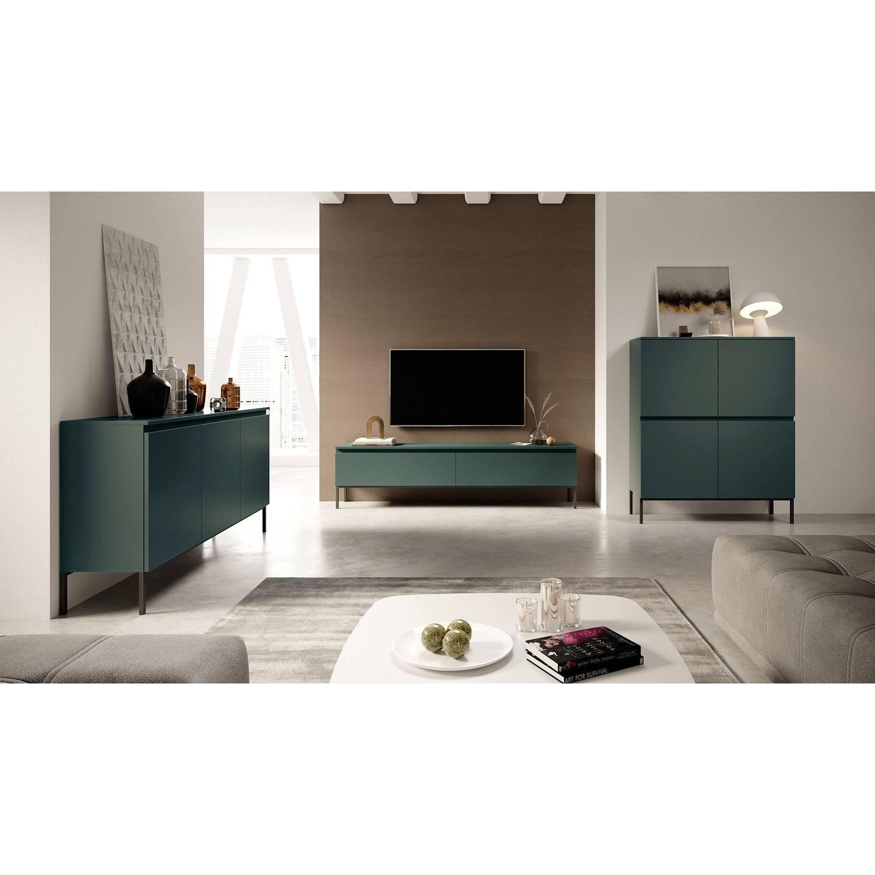 NADUVI Collection Kate Tv-Meubel - B 150 cm - Donkergroen / Zwart