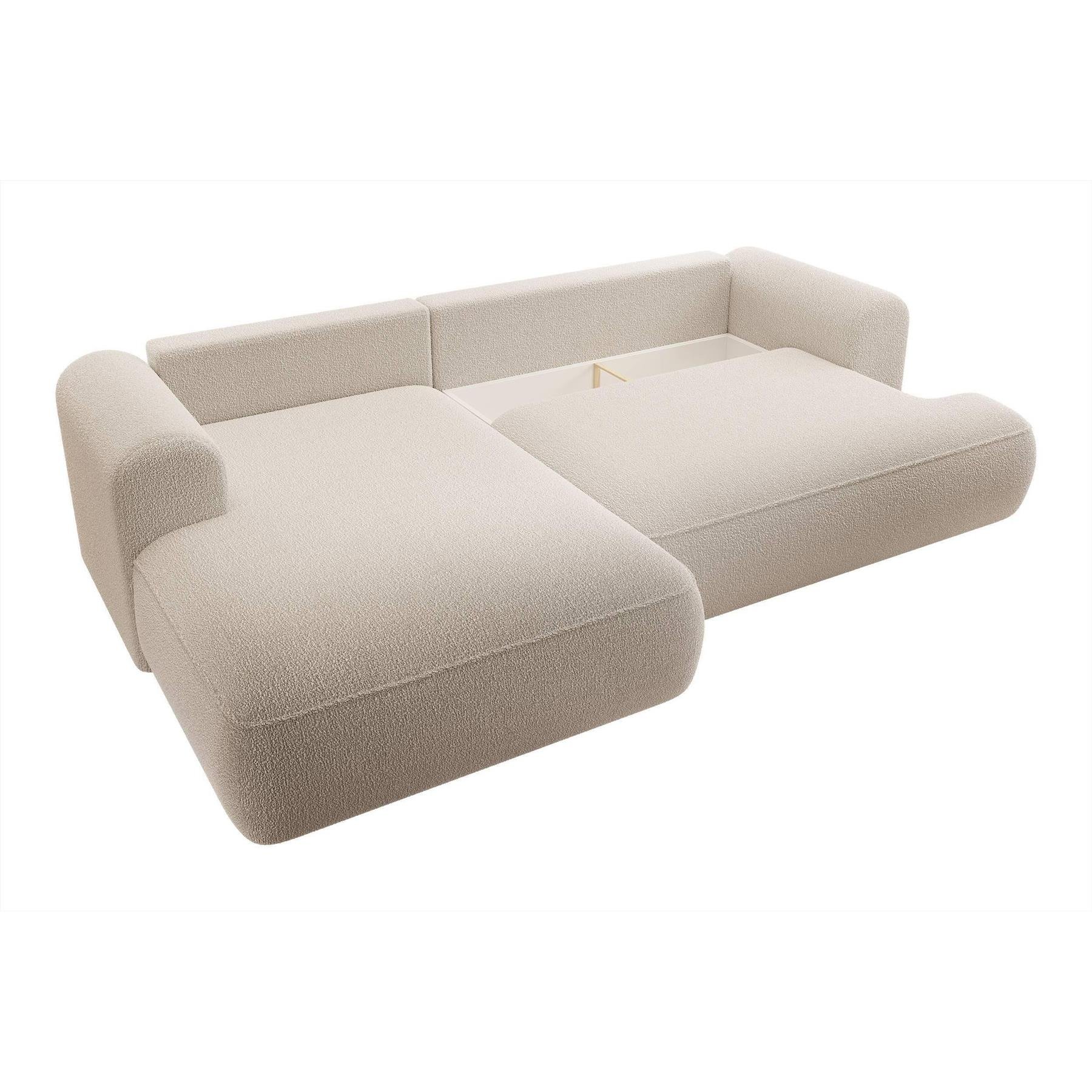 NADUVI Collection Philipa Hoekbank Links met Slaapfunctie - Bouclé - Beige