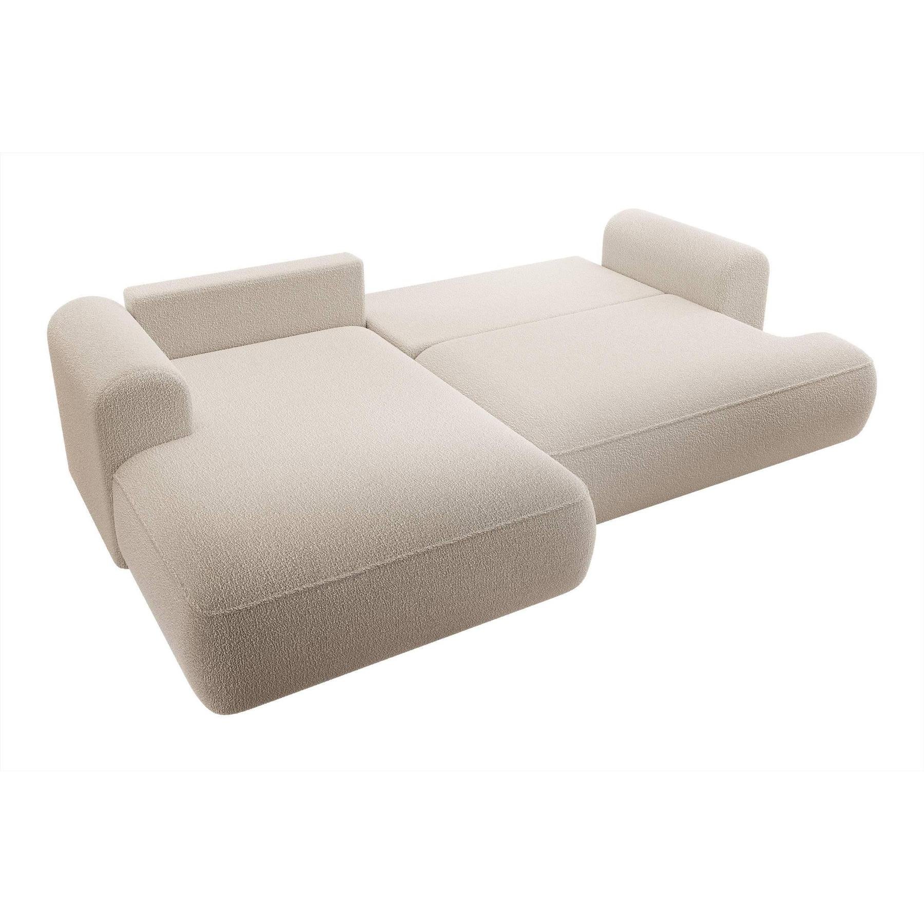 NADUVI Collection Philipa Hoekbank Links met Slaapfunctie - Bouclé - Beige