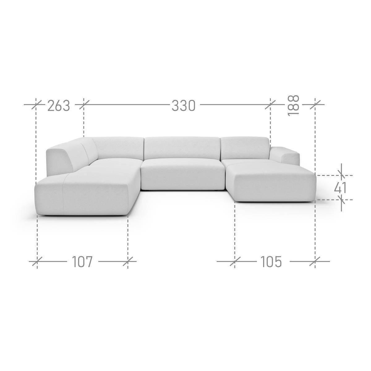 NADUVI Collection Nina U-bank Links - Ribstof - Lichtgrijs