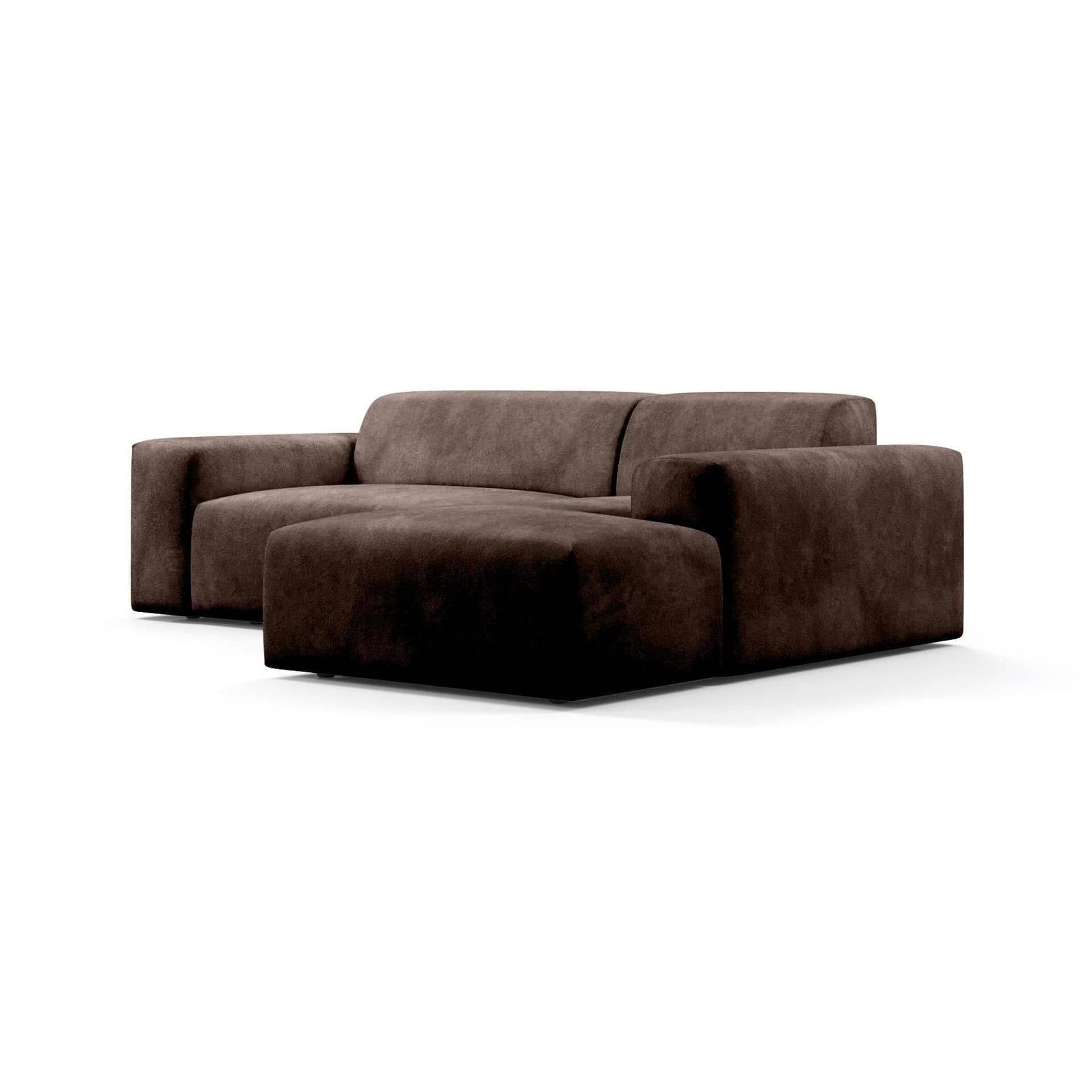 NADUVI Collection Nina Hoekbank Rechts - Velvet - Donkerbruin