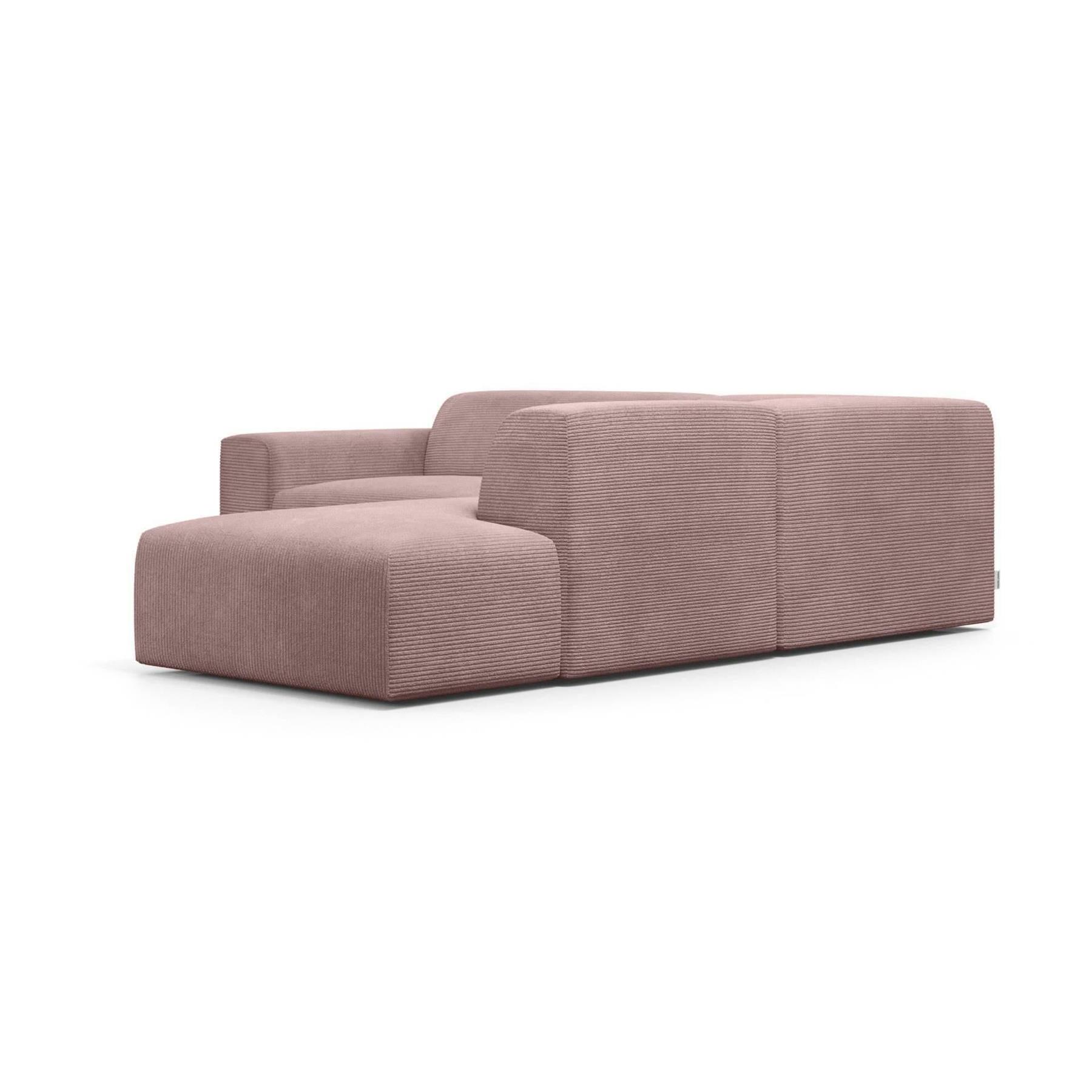 NADUVI Collection Nina Big Hoekbank Rechts - Ribstof - Lila