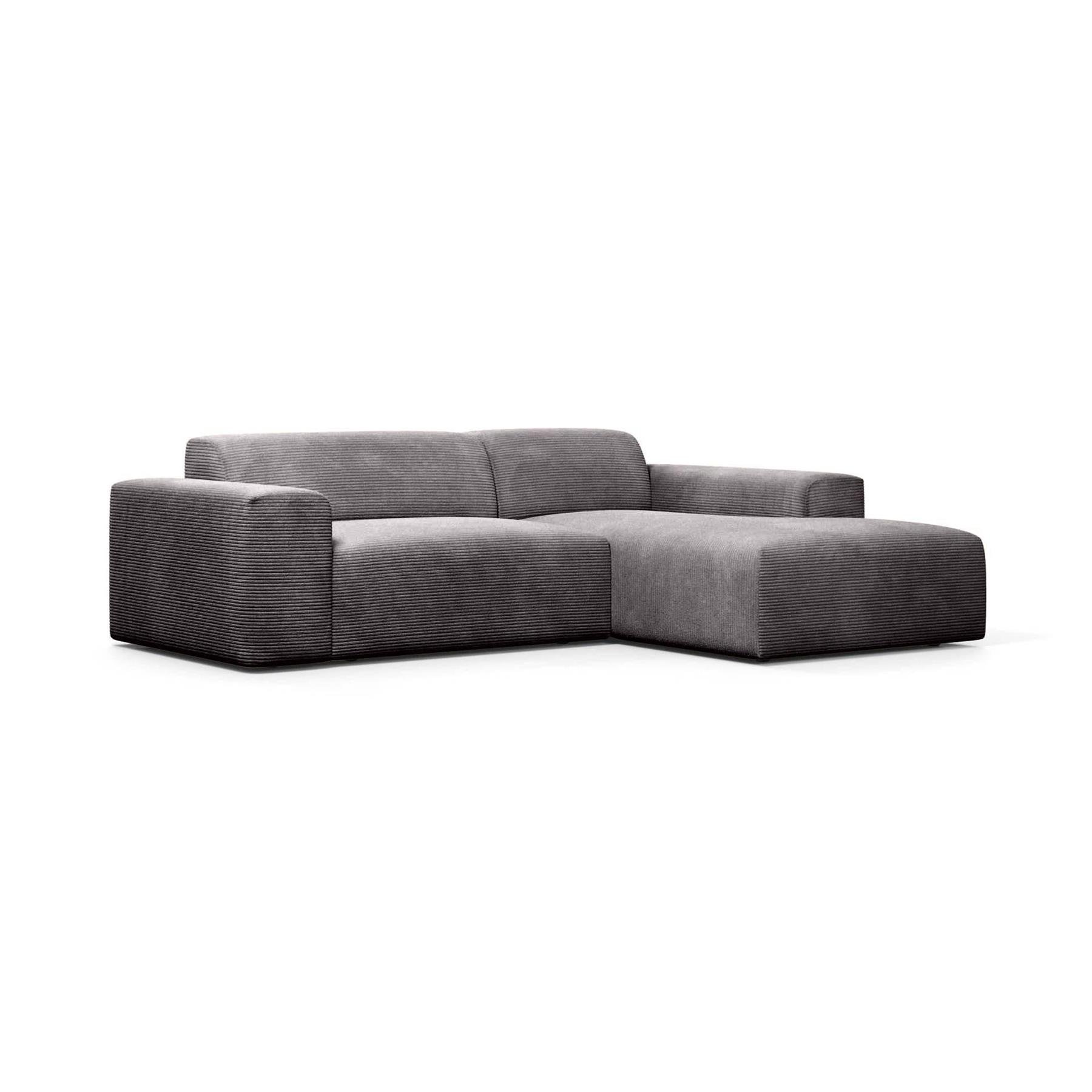 NADUVI Collection Nina Hoekbank Rechts - Ribstof - Donkergrijs