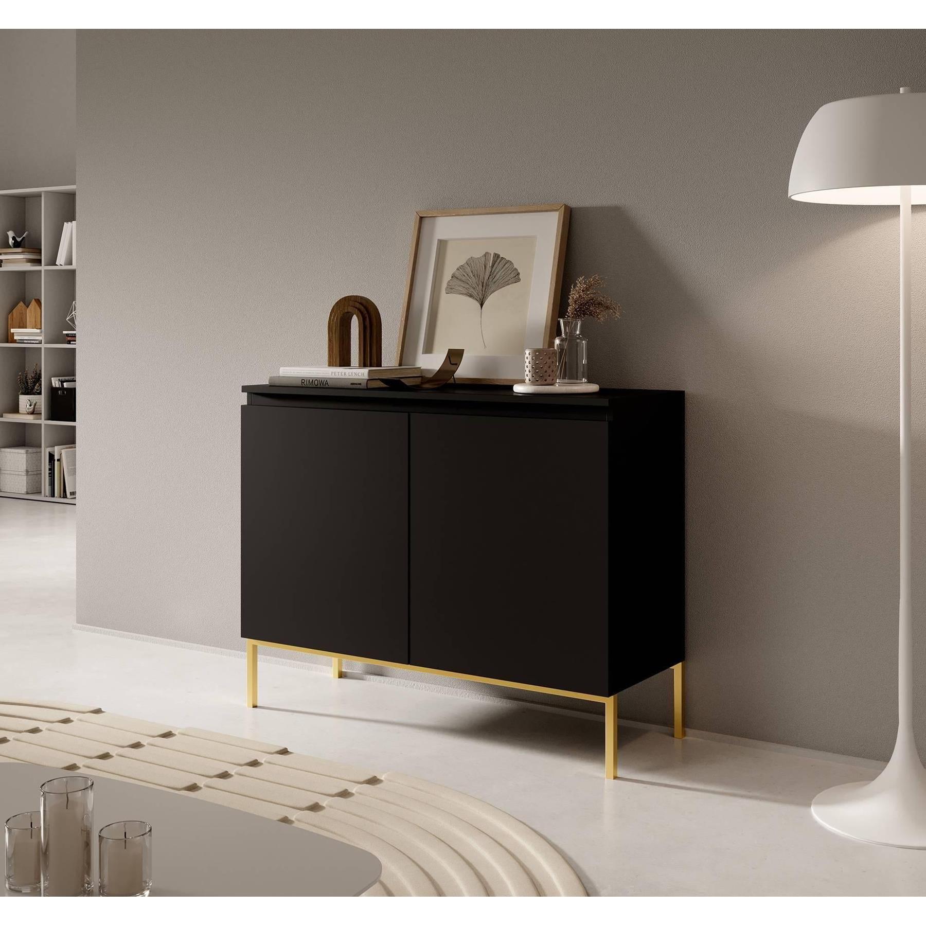 NADUVI Collection Kate Dressoir - B 100 cm - Zwart / Goud