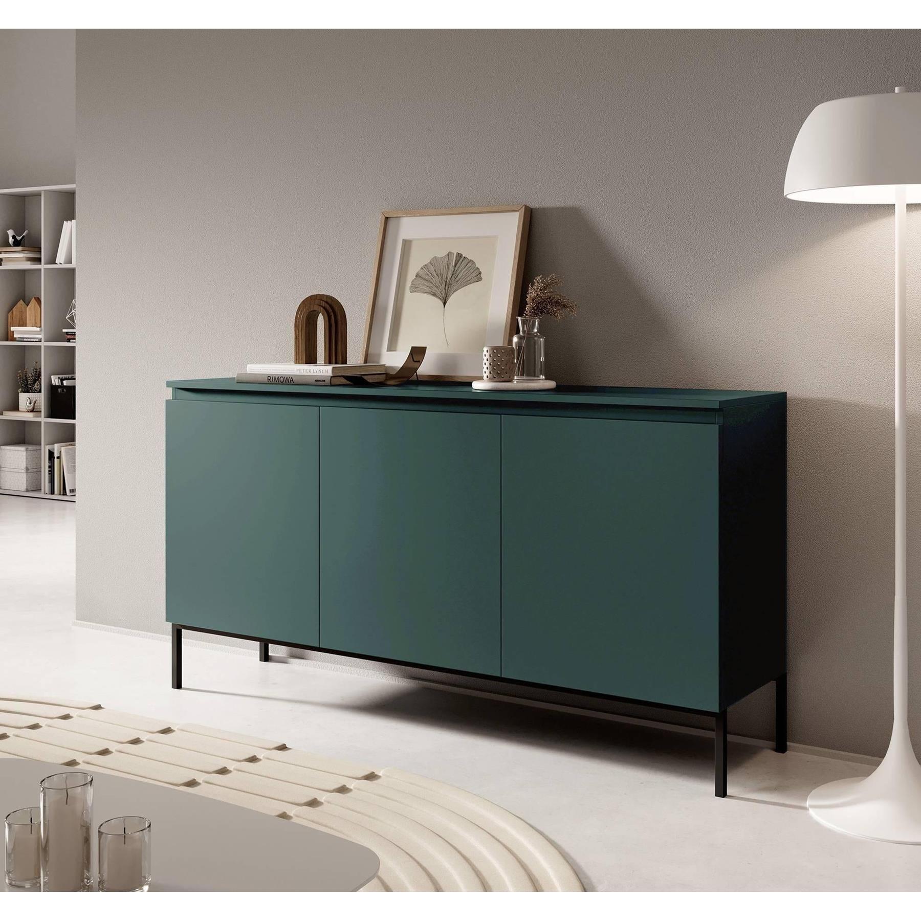 NADUVI Collection Kate Dressoir - B 150 cm -  Donkergroen / Zwart