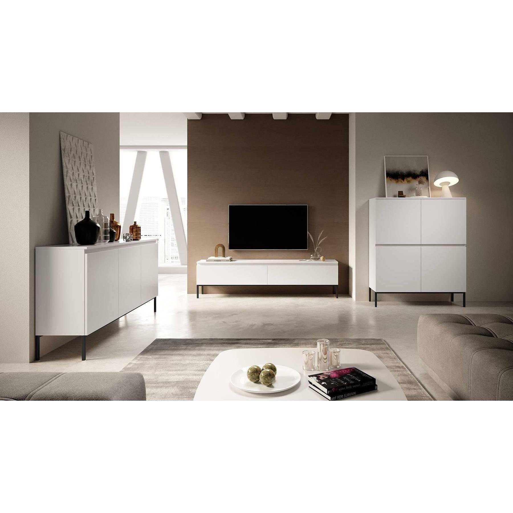 NADUVI Collection Kate Tv-Meubel - B 175 cm - Wit / Zwart