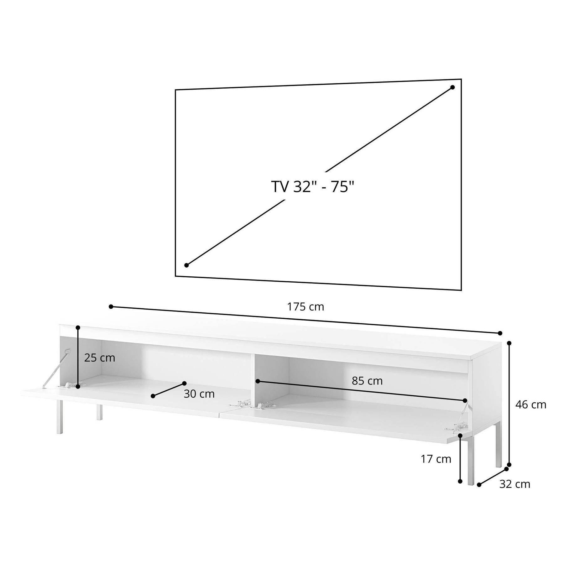 NADUVI Collection Kate Tv-Meubel - B 175 cm - Wit / Goud