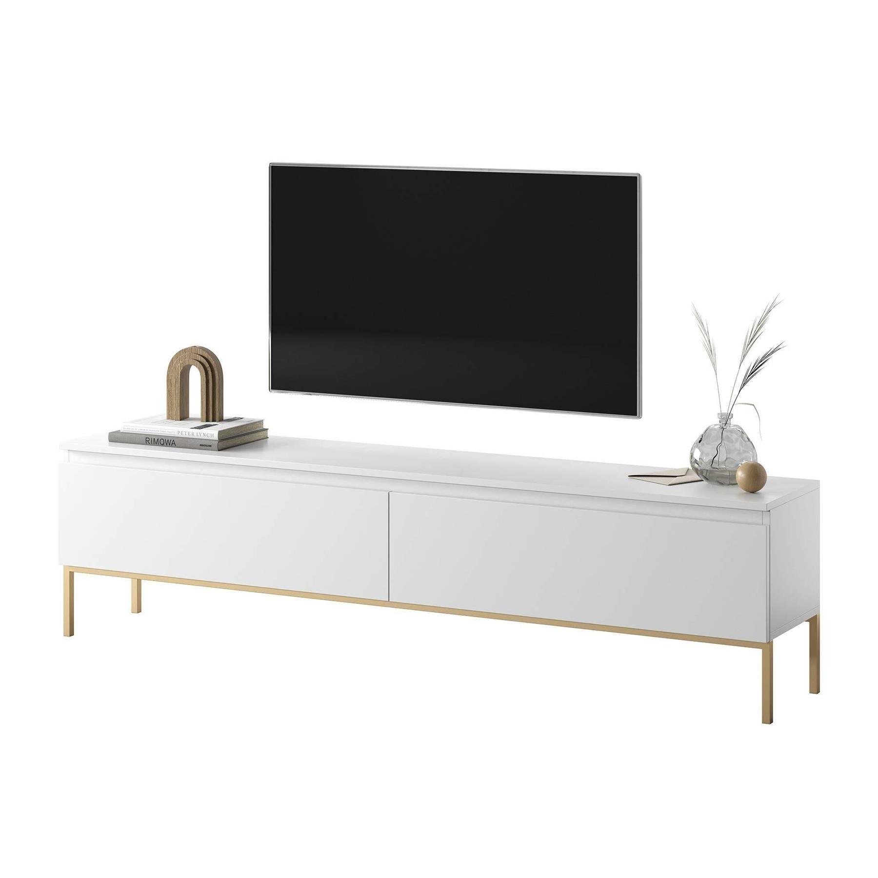 NADUVI Collection Kate Tv-Meubel - B 175 cm - Wit / Goud