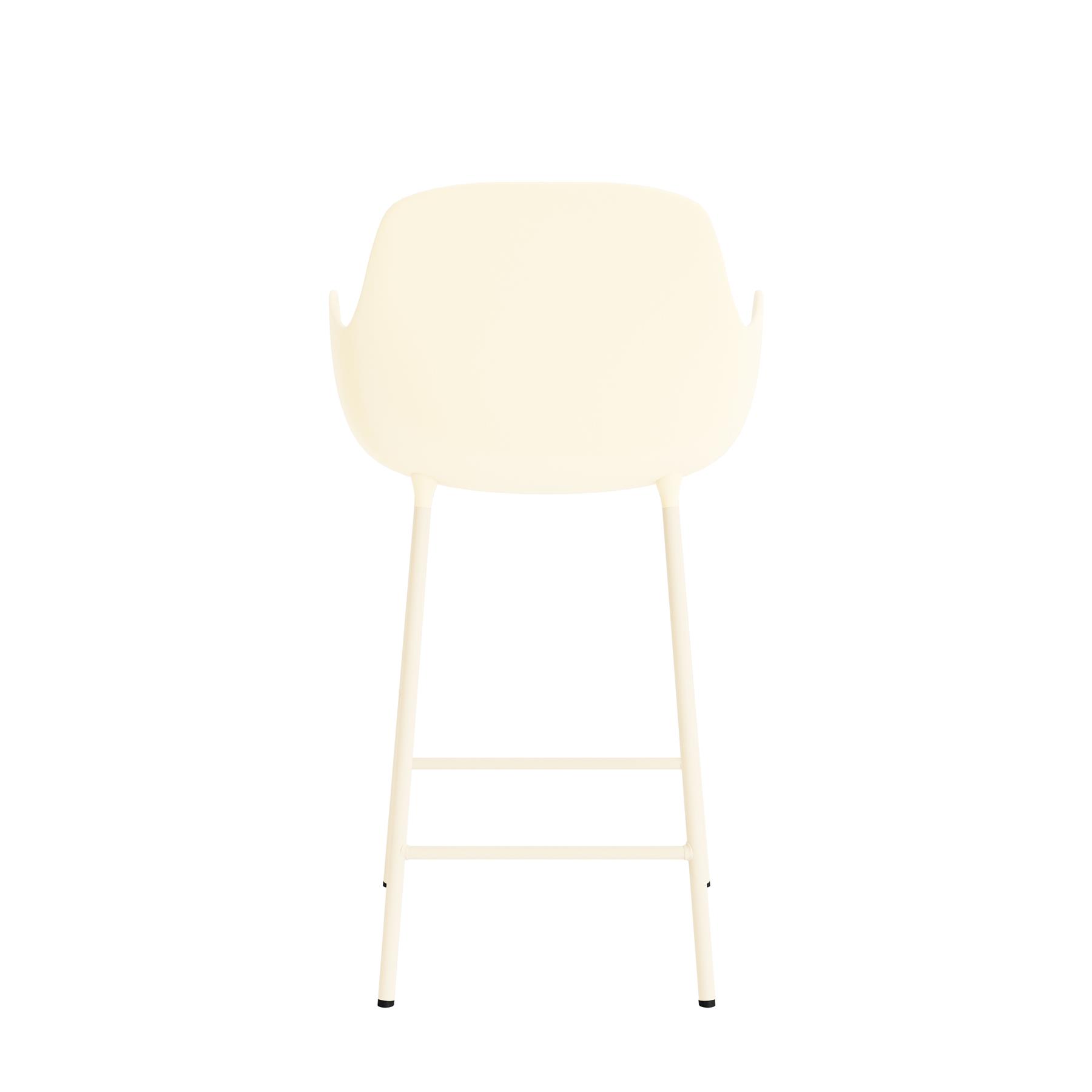 Normann Copenhagen Form Barkruk High 65 cm met Armleuning - Staal - Crème