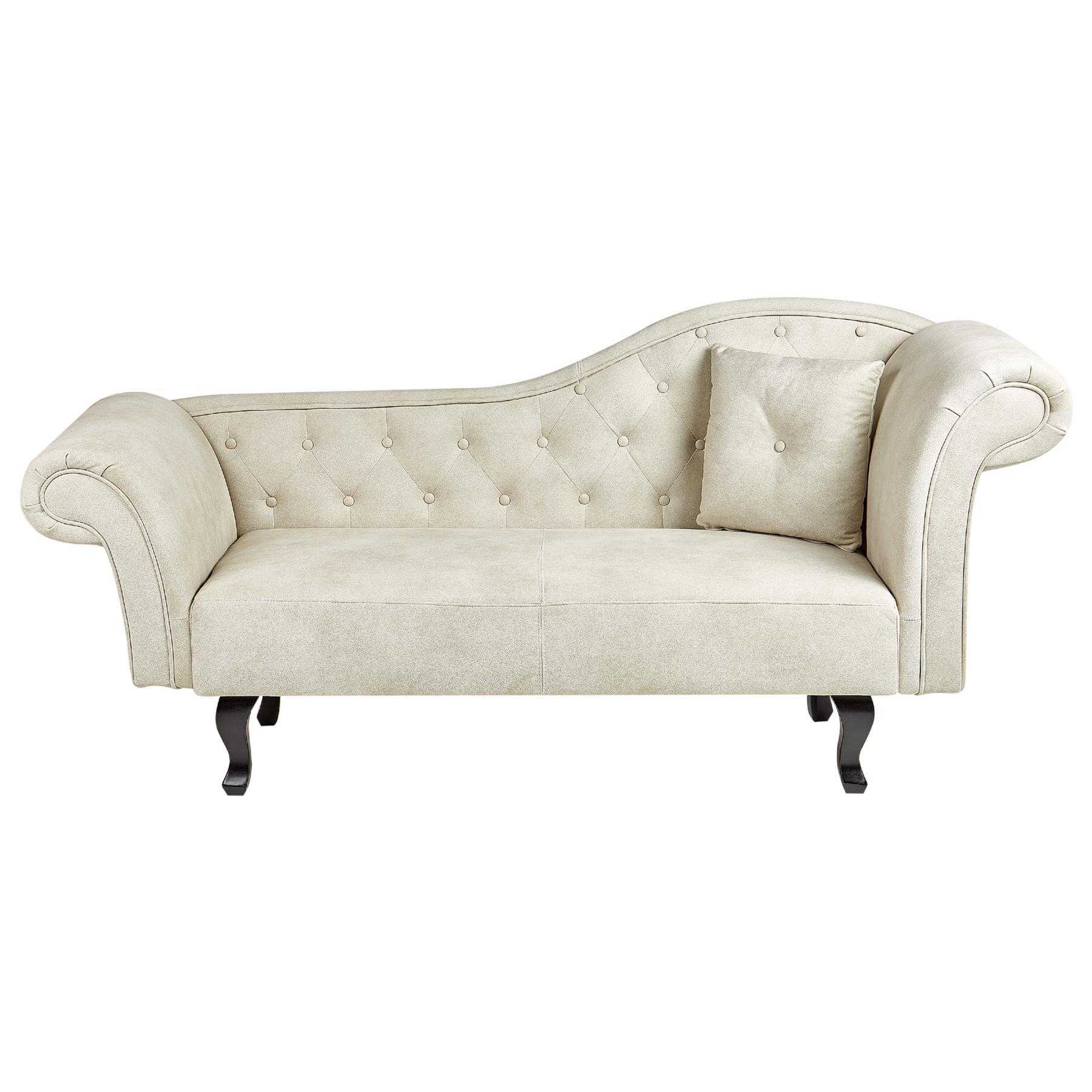 Beliani-LATTES II-Chaise longue-Lichtbeige-Rechterzijde-Fluweel