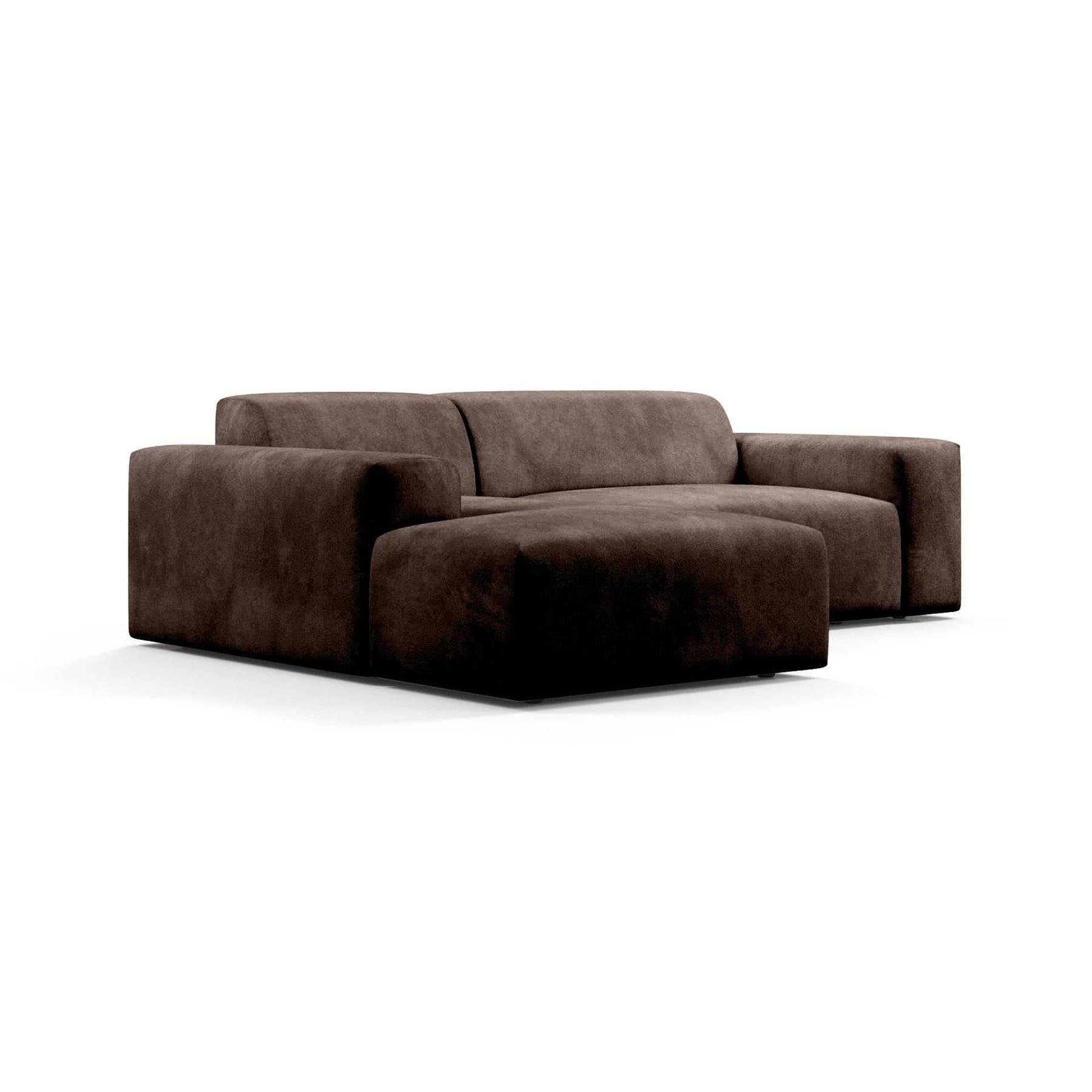 NADUVI Collection Nina Hoekbank Links - Velvet - Donkerbruin