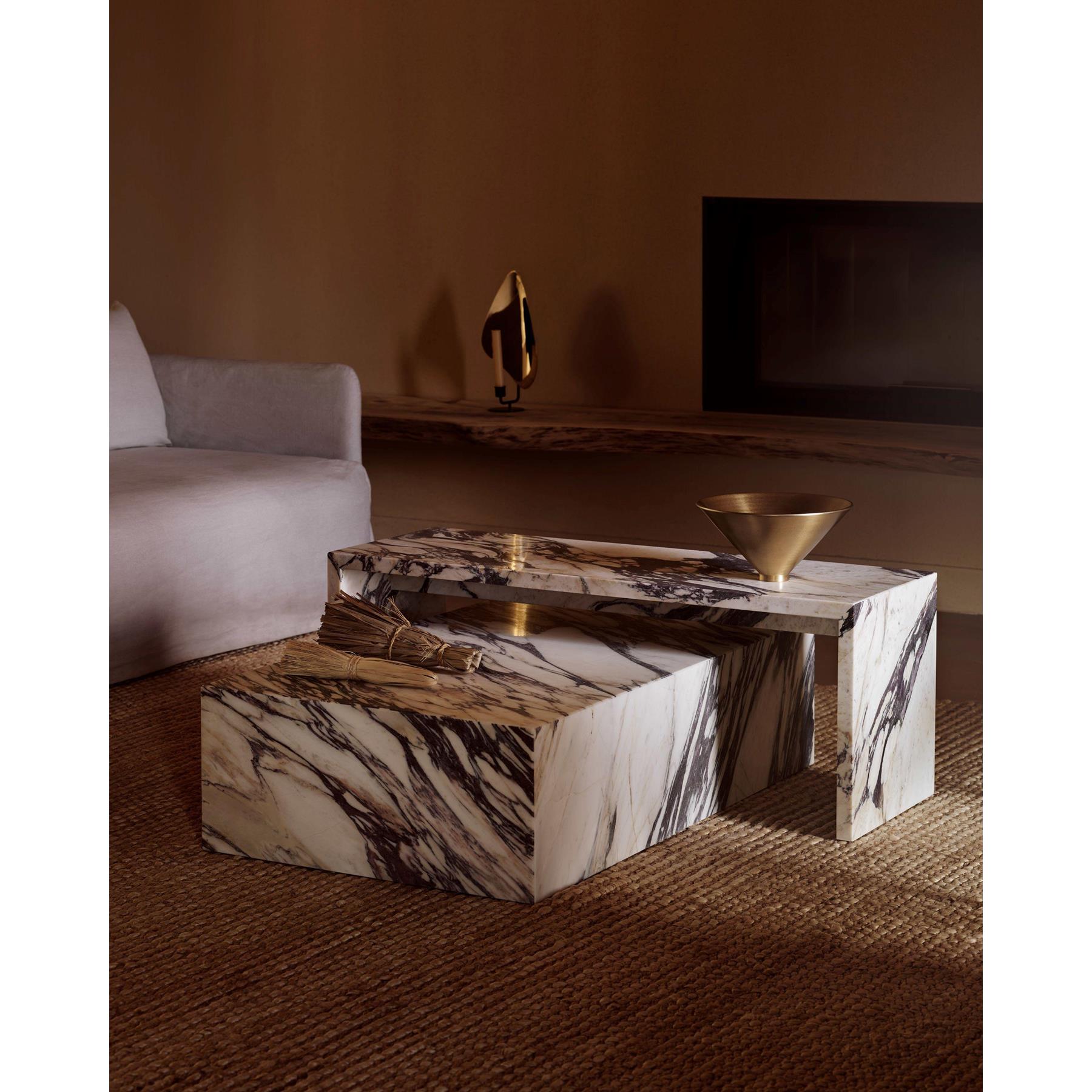 Audo Copenhagen Plinth Bridge salontafel wit Carrara marmer