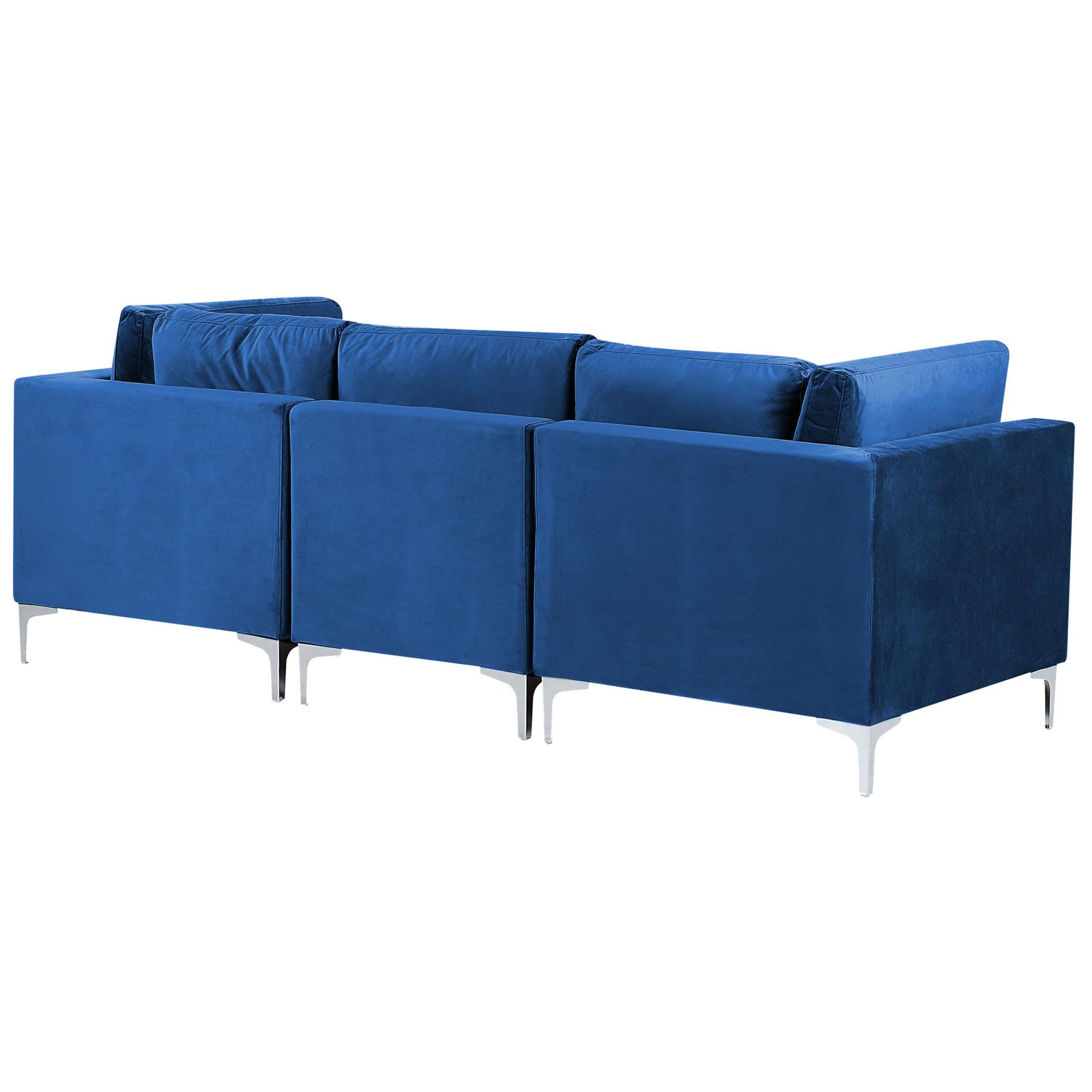 Beliani-EVJA-Hoekbank met ottomaan 4-zits-Marineblauw-Linkerzijde-Fluweel