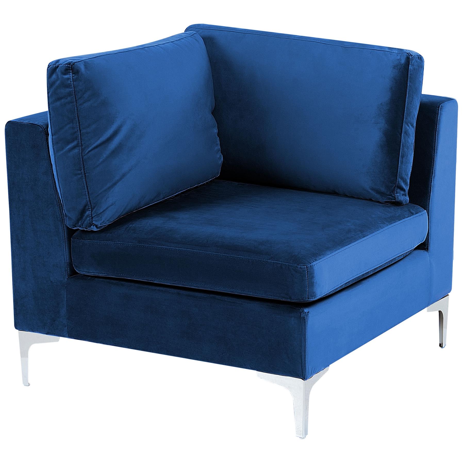 Beliani-EVJA-Hoekbank met ottomaan 4-zits-Marineblauw-Linkerzijde-Fluweel